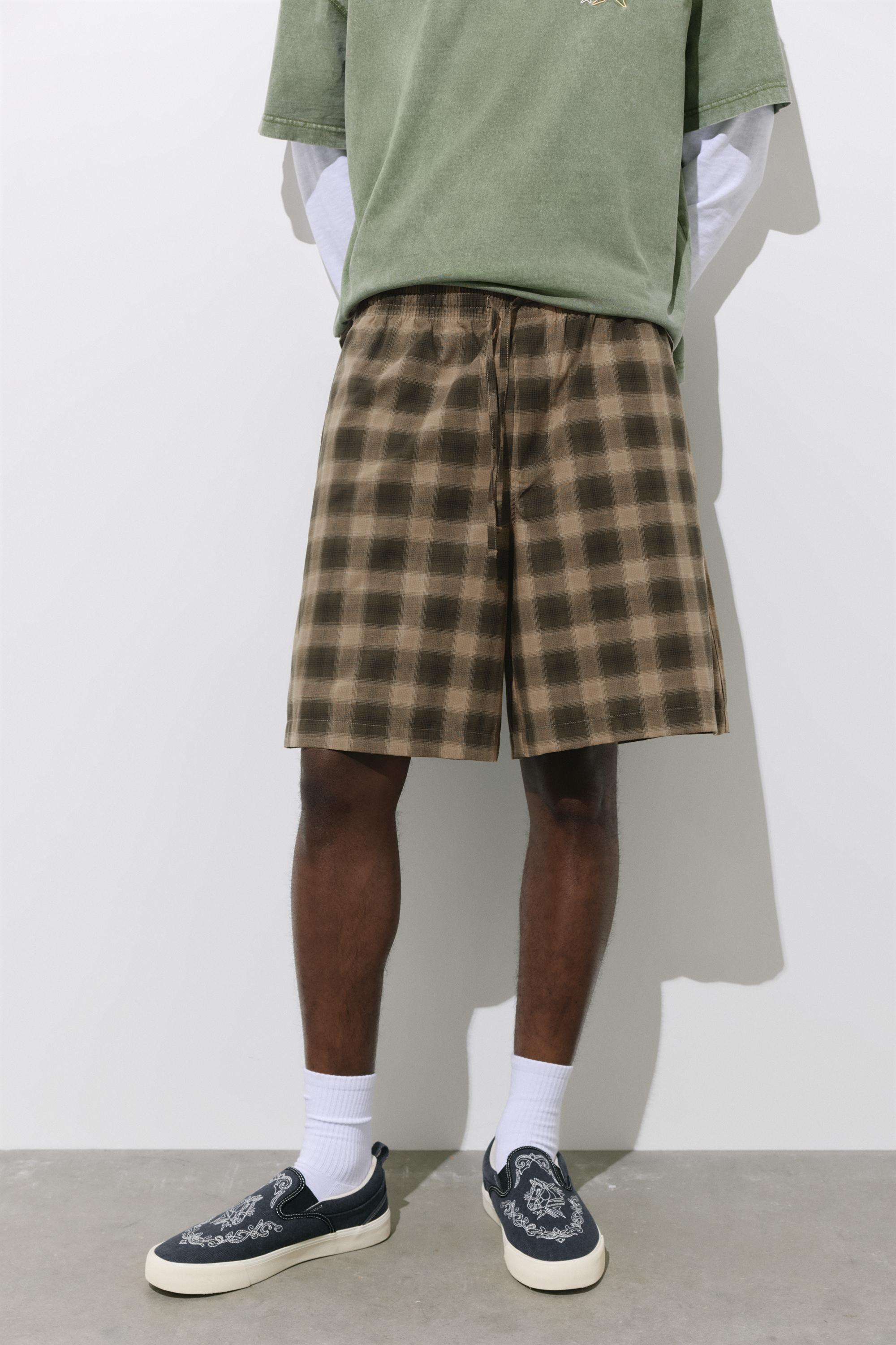 Kareli jogger bermuda şort - Görsel 11