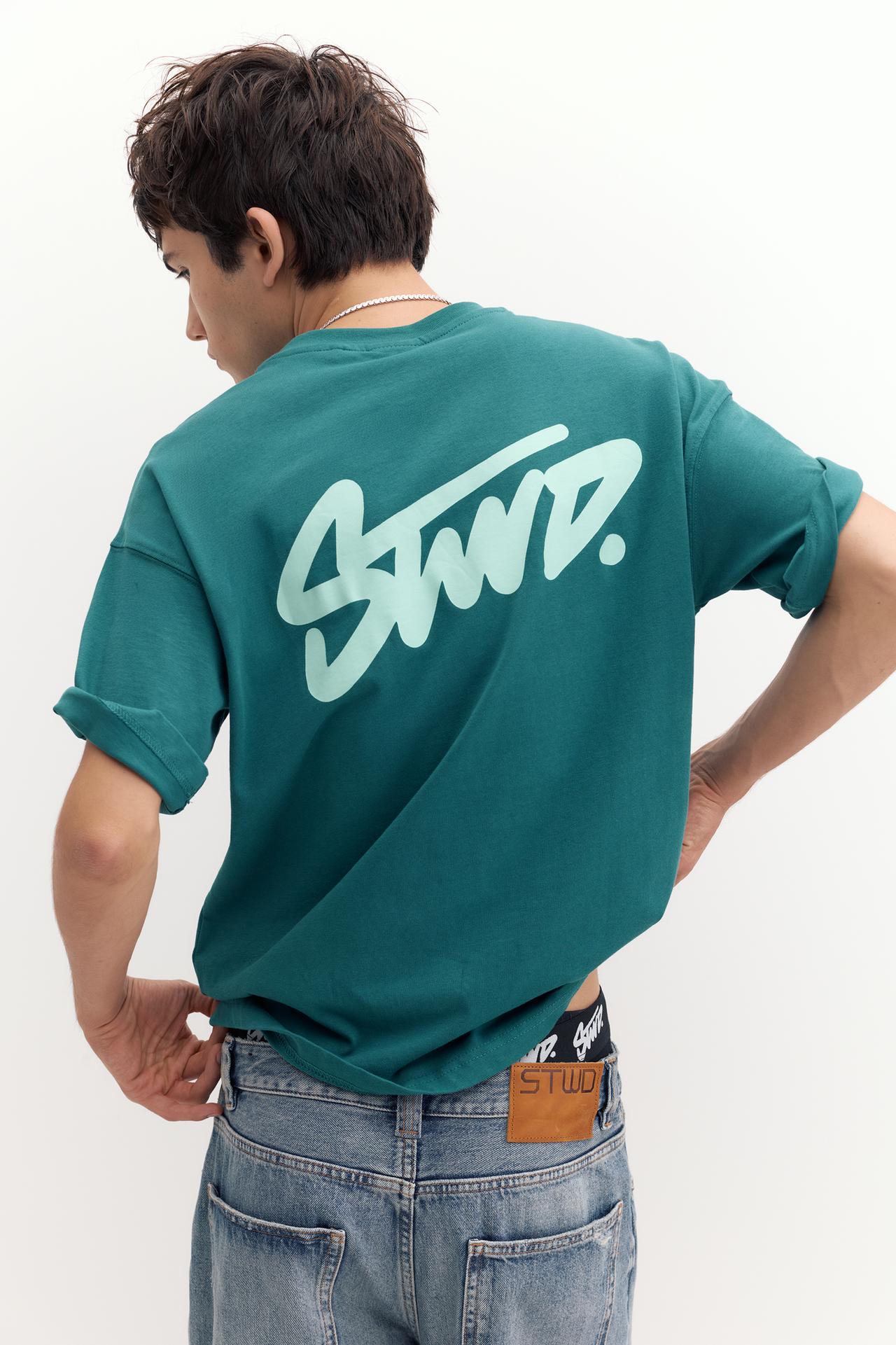 STWD logo boxy T-shirt — Medium green