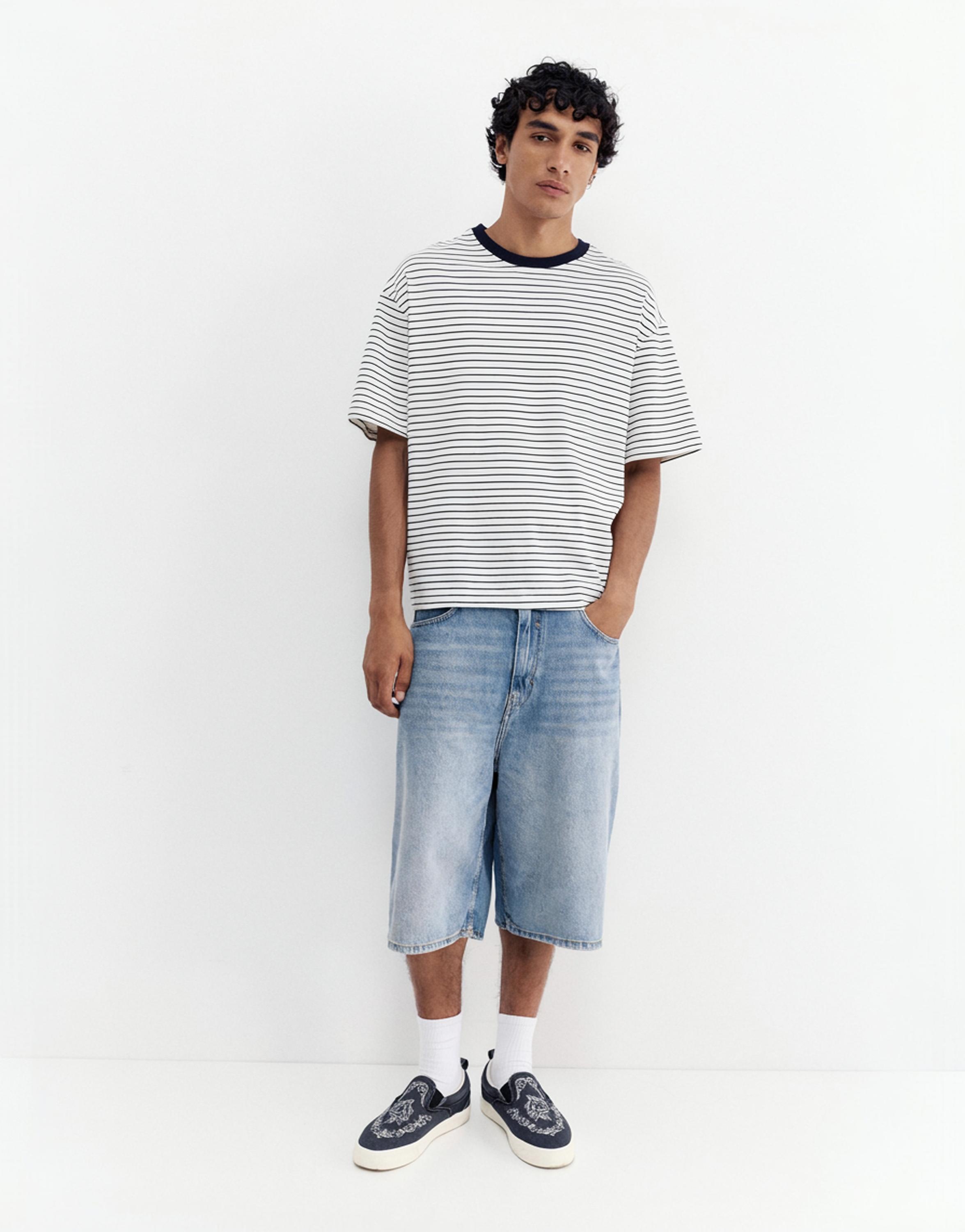 Premium short sleeve T-shirt — Blue/White