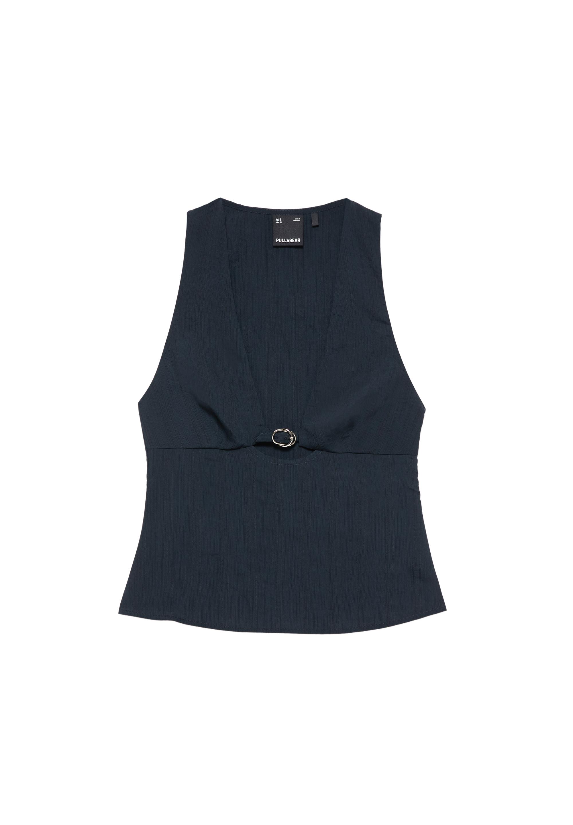 Sleeveless buckle top — Navy