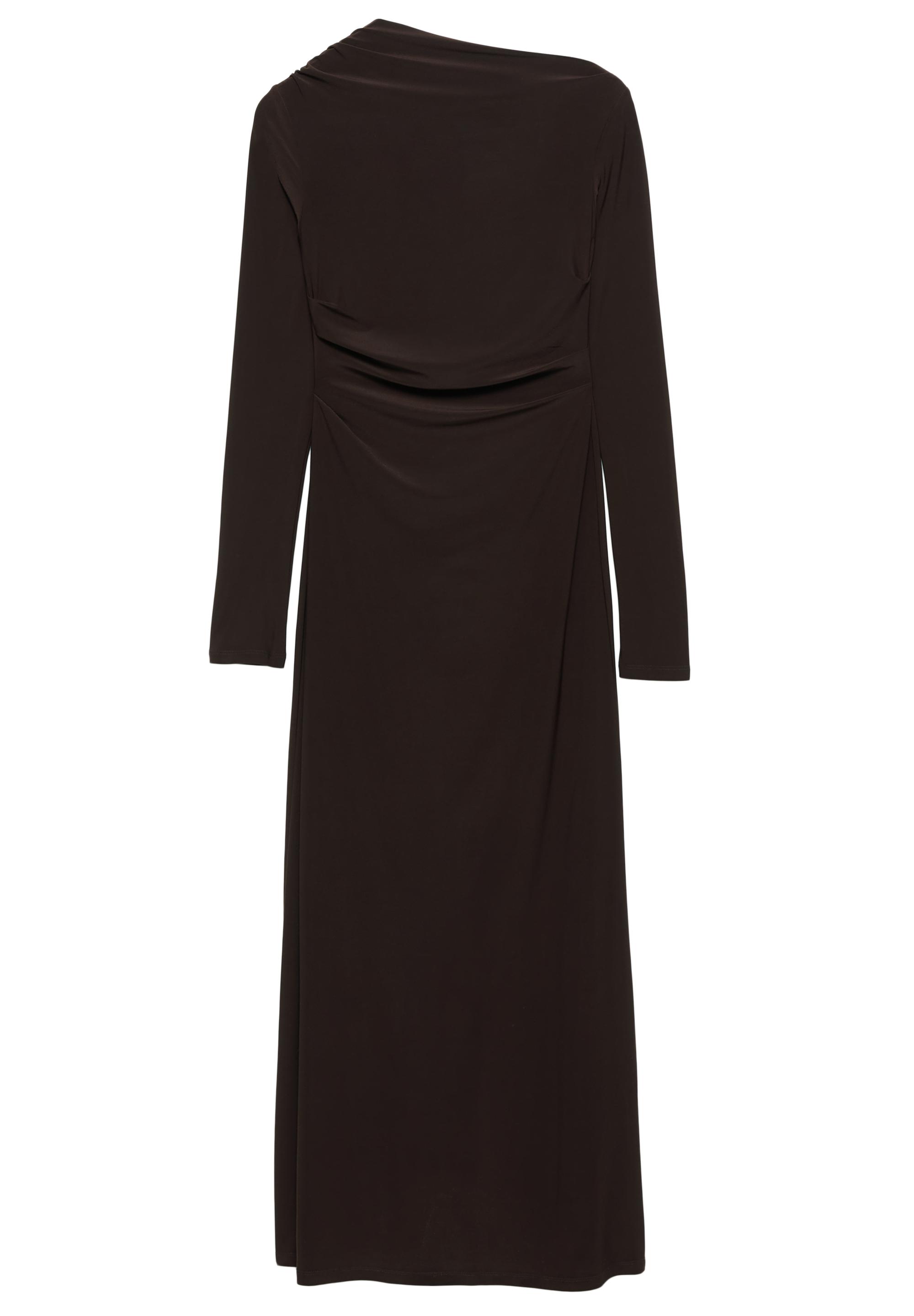 Drape detaylı yumuşak midi elbise - Görsel 43