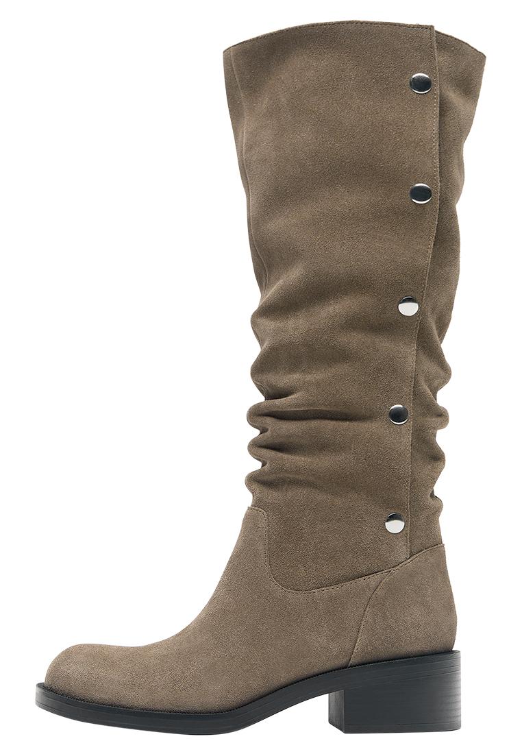 Zımbalı deri yüksek çizme