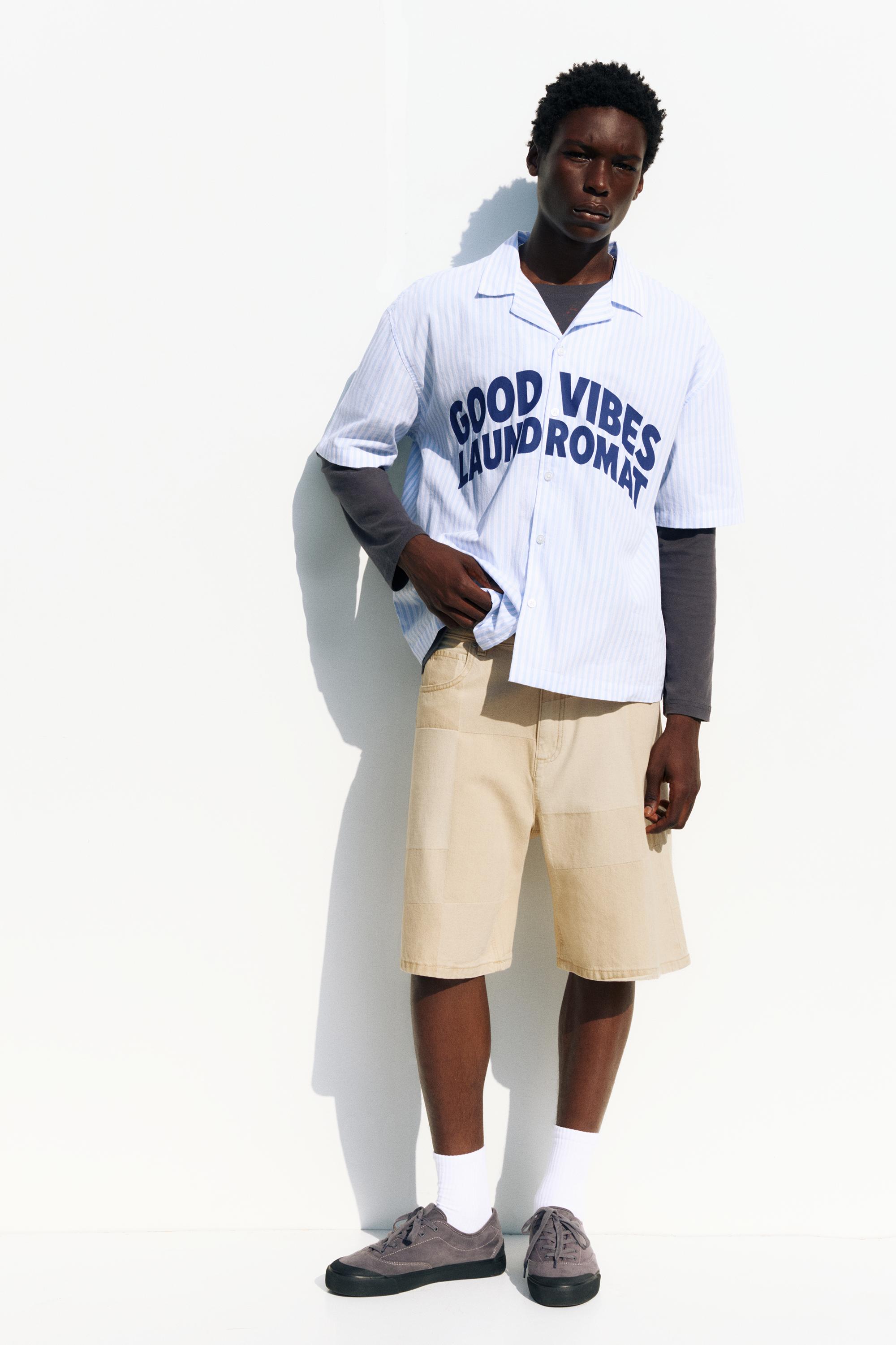 Jacquard denim Bermuda shorts — Medium ecru