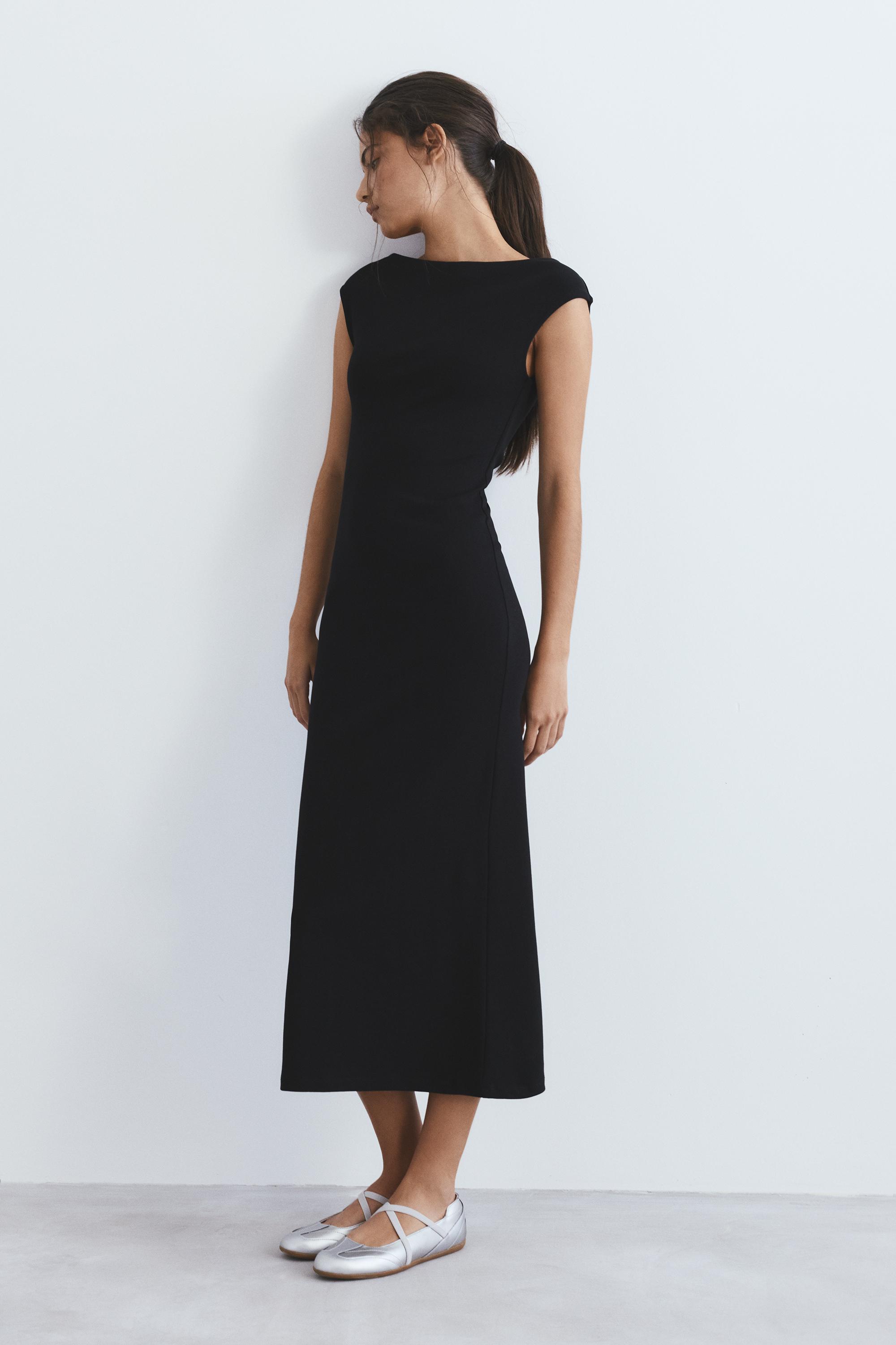 Short sleeve midi dress — Black