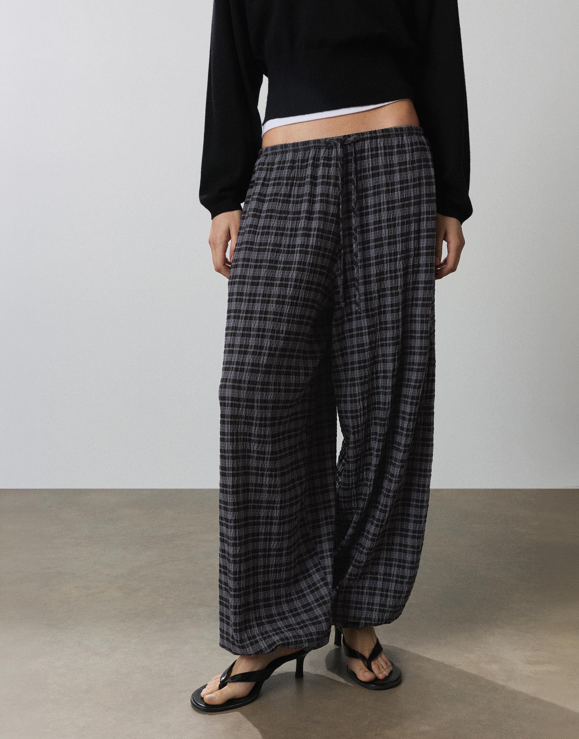 Check sarouel trousers — Anthracite grey