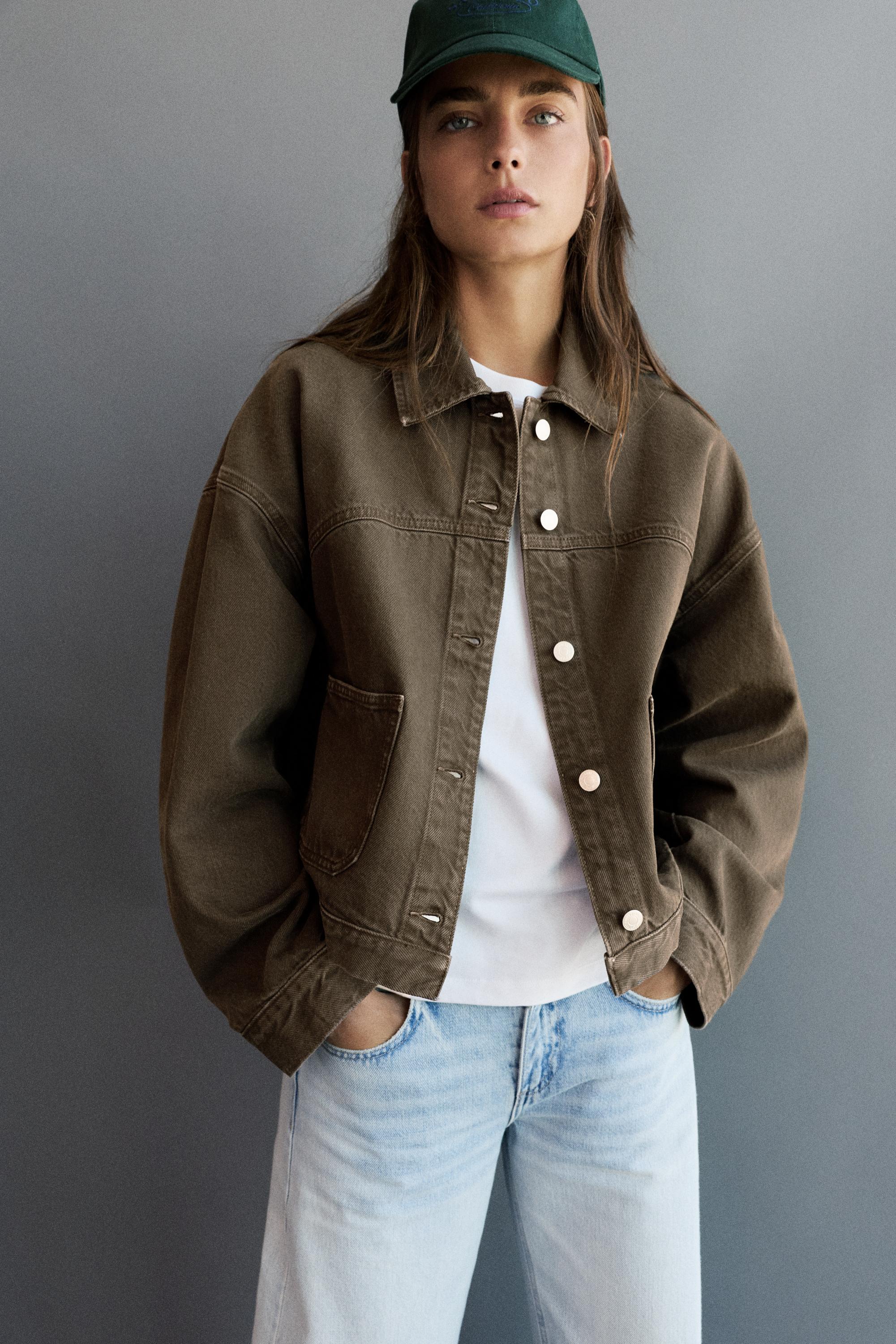 Boxy denim overshirt — Brown