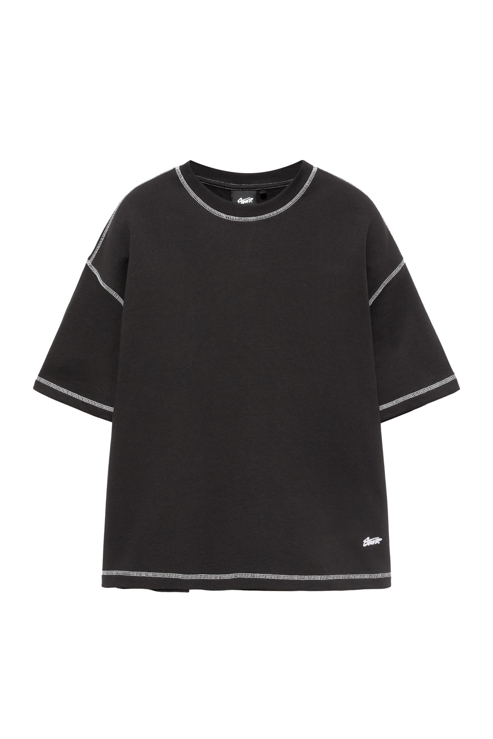Pull&Bear STWD kısa kollu dikişli sweatshirt görsel 5