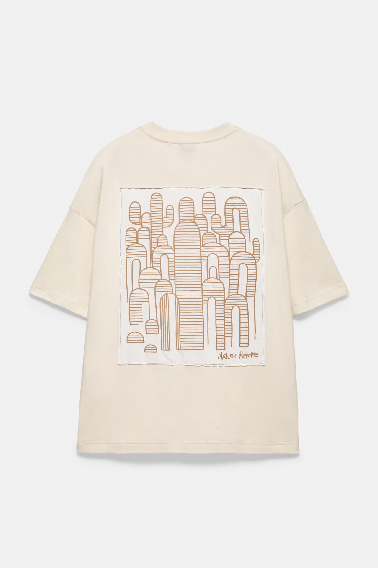 Short sleeve graphic sweatshirt — Sand