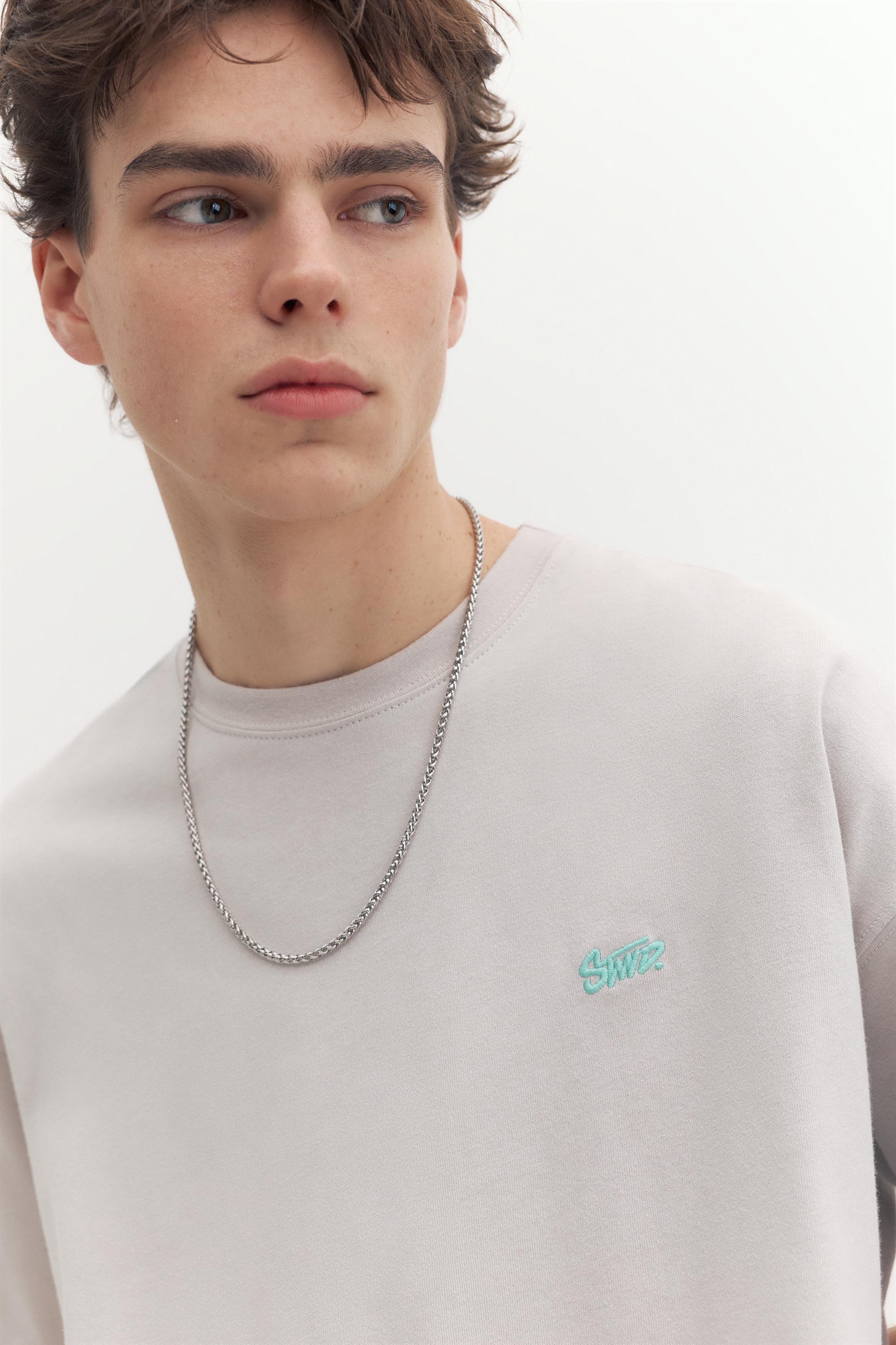 Boxy STWD logo T-shirt — Pearl grey
