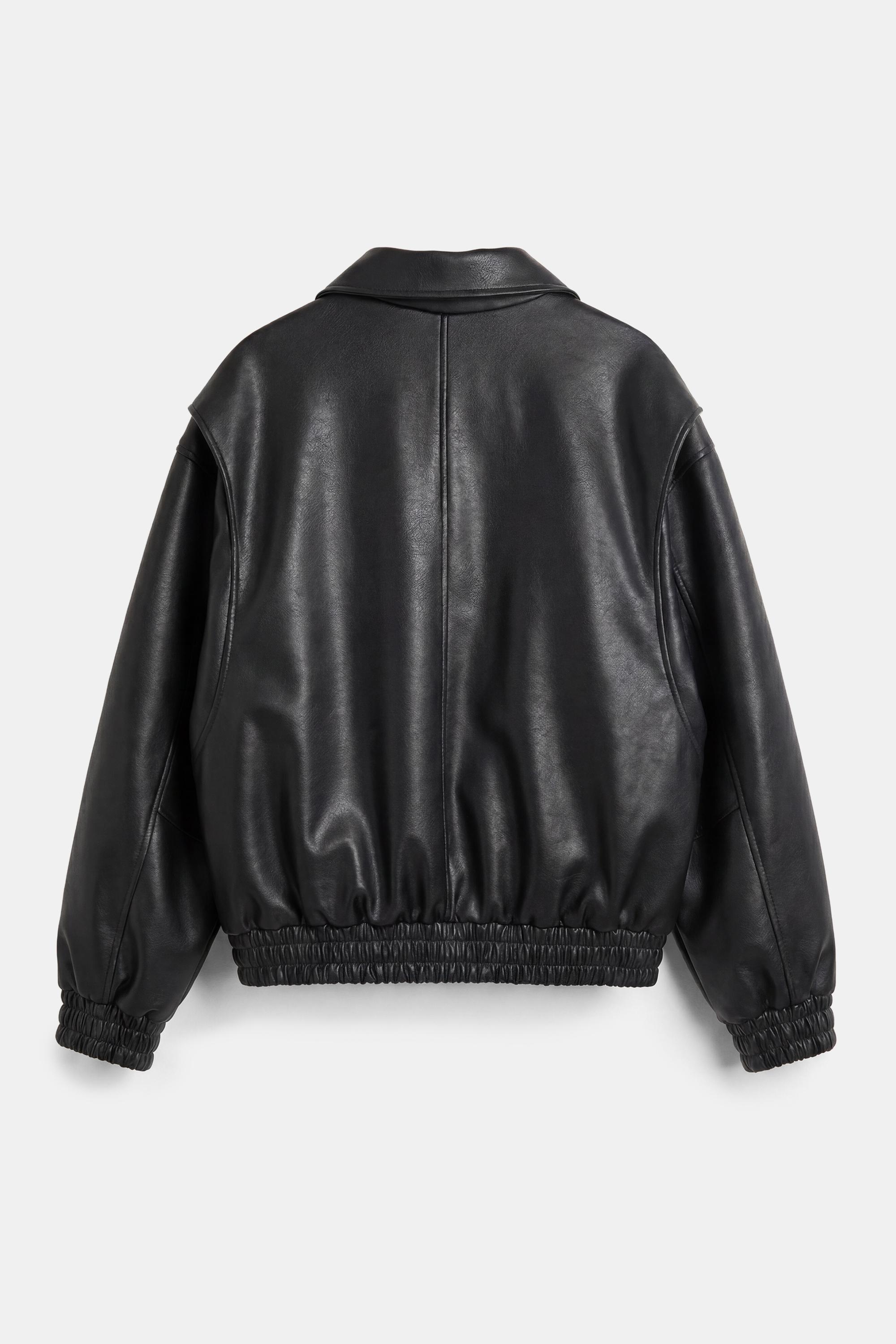 Leather effect dad jacket — Black