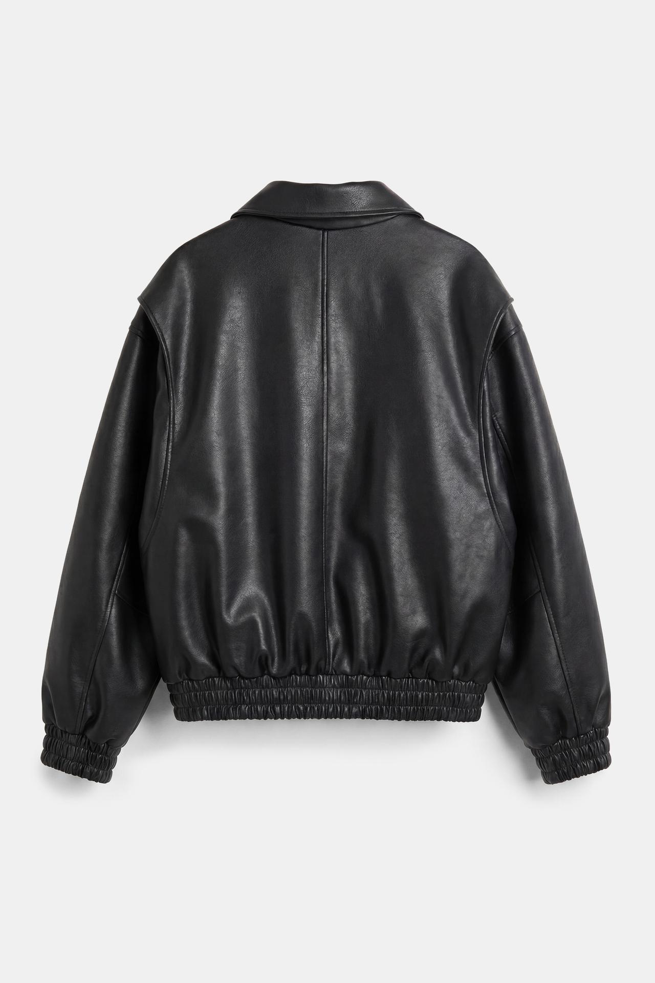Leather effect dad jacket — Black