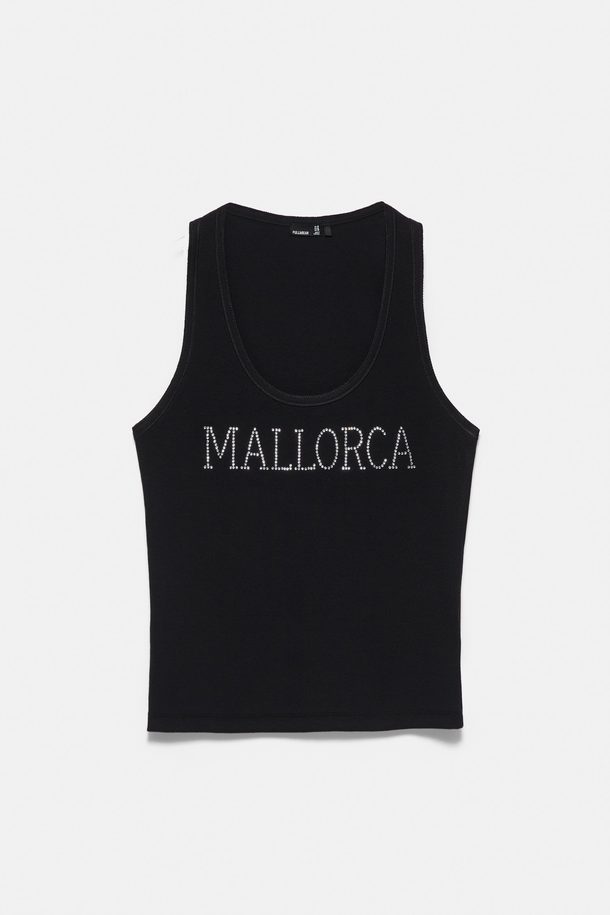 Mallorca rhinestone top — Black