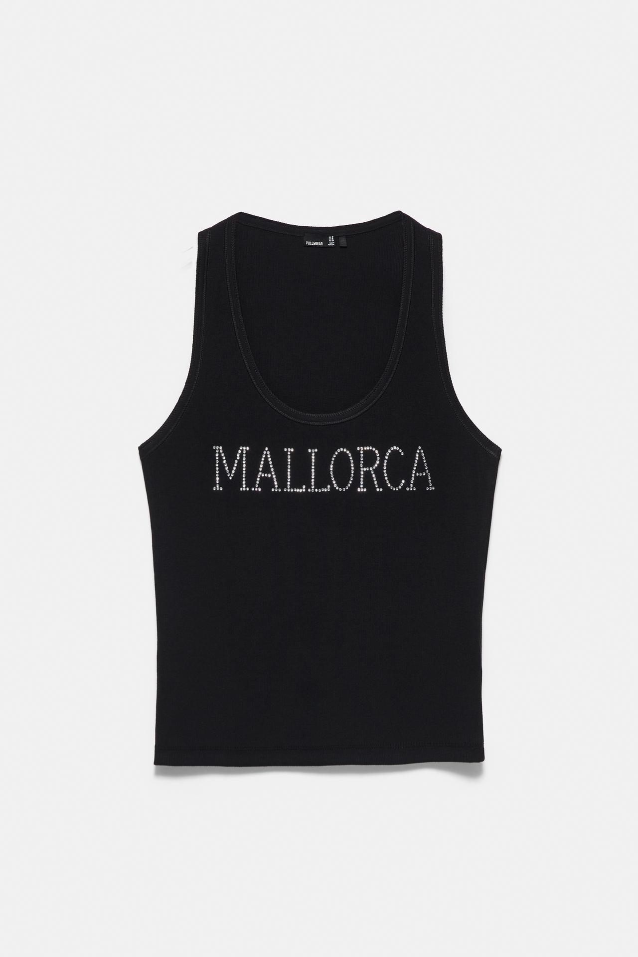 Mallorca rhinestone top — Black