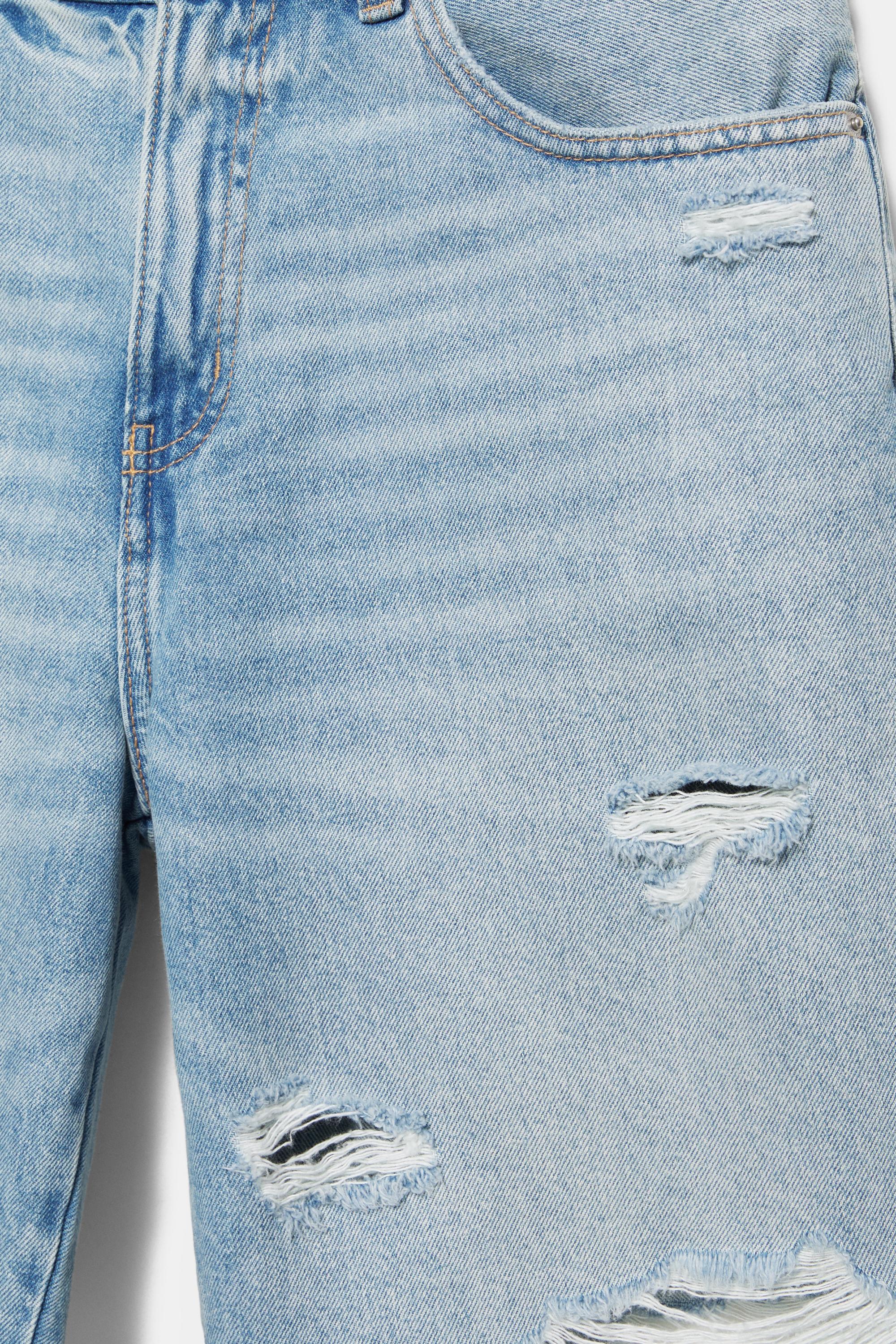 Straight-leg denim Bermuda shorts — Pale indigo