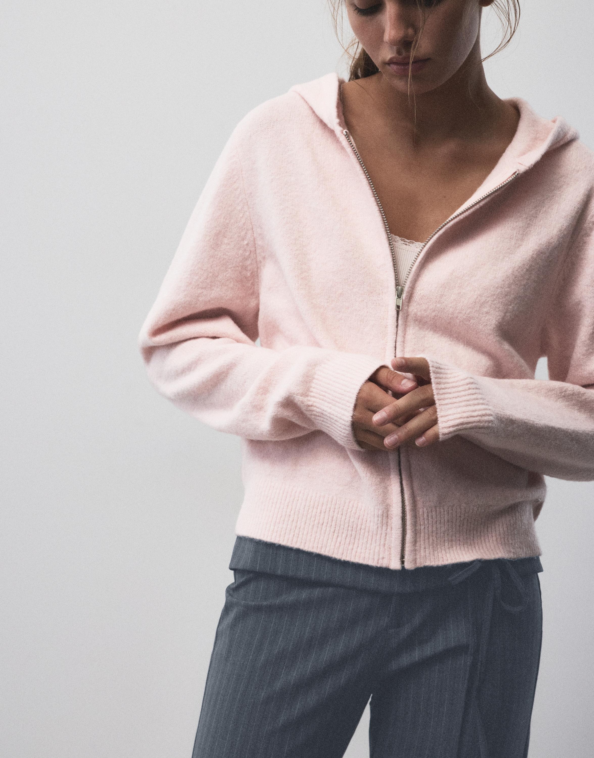 Pull&Bear Kapüşonlu fermuarlı hırka görsel 8