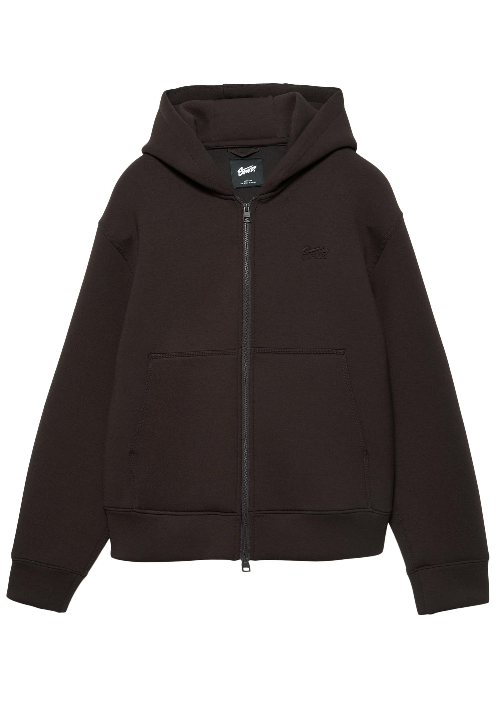 Neoprene-effect hoodie — Chocolate