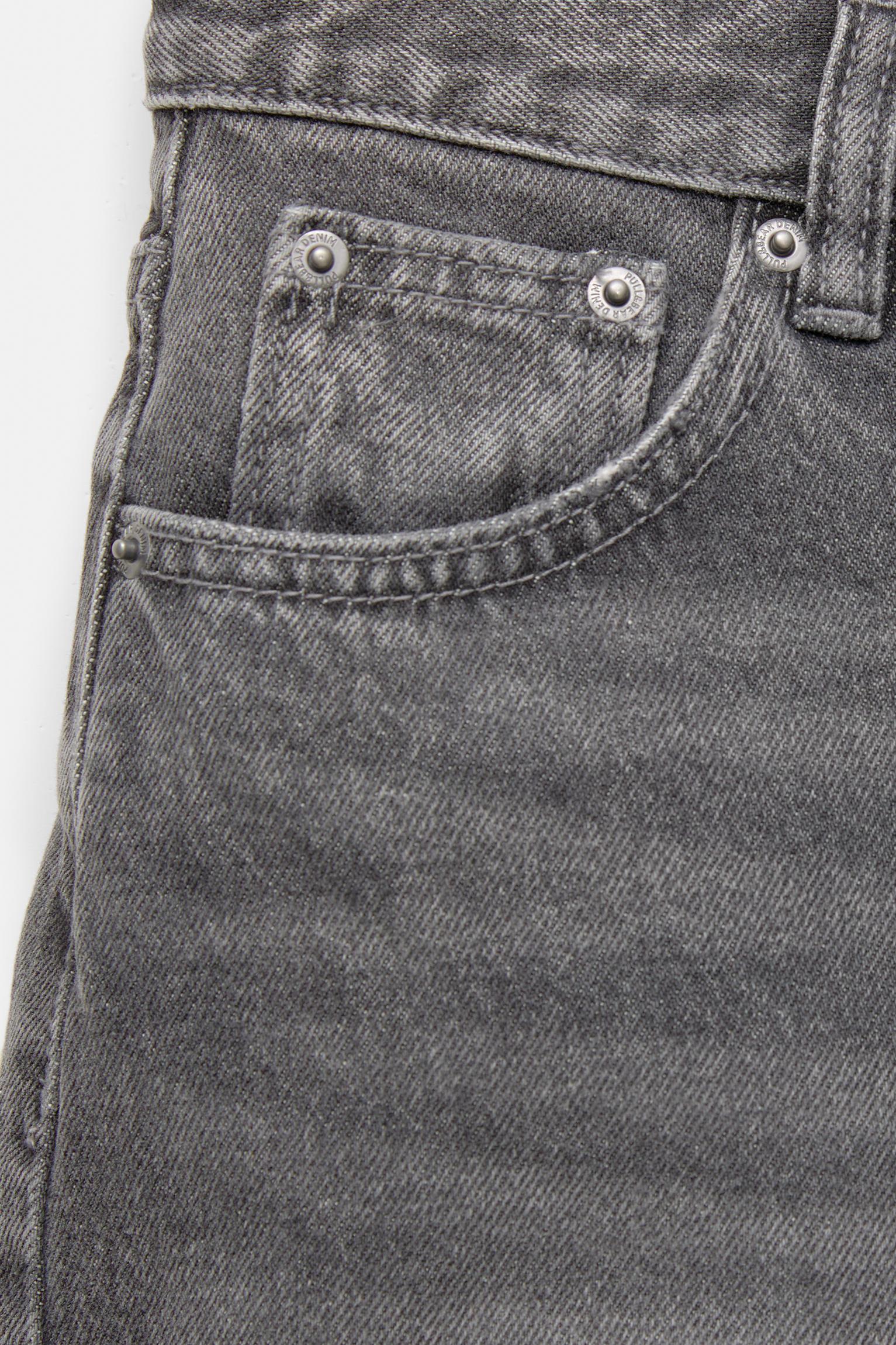 Denim turn-up mom shorts — Grey