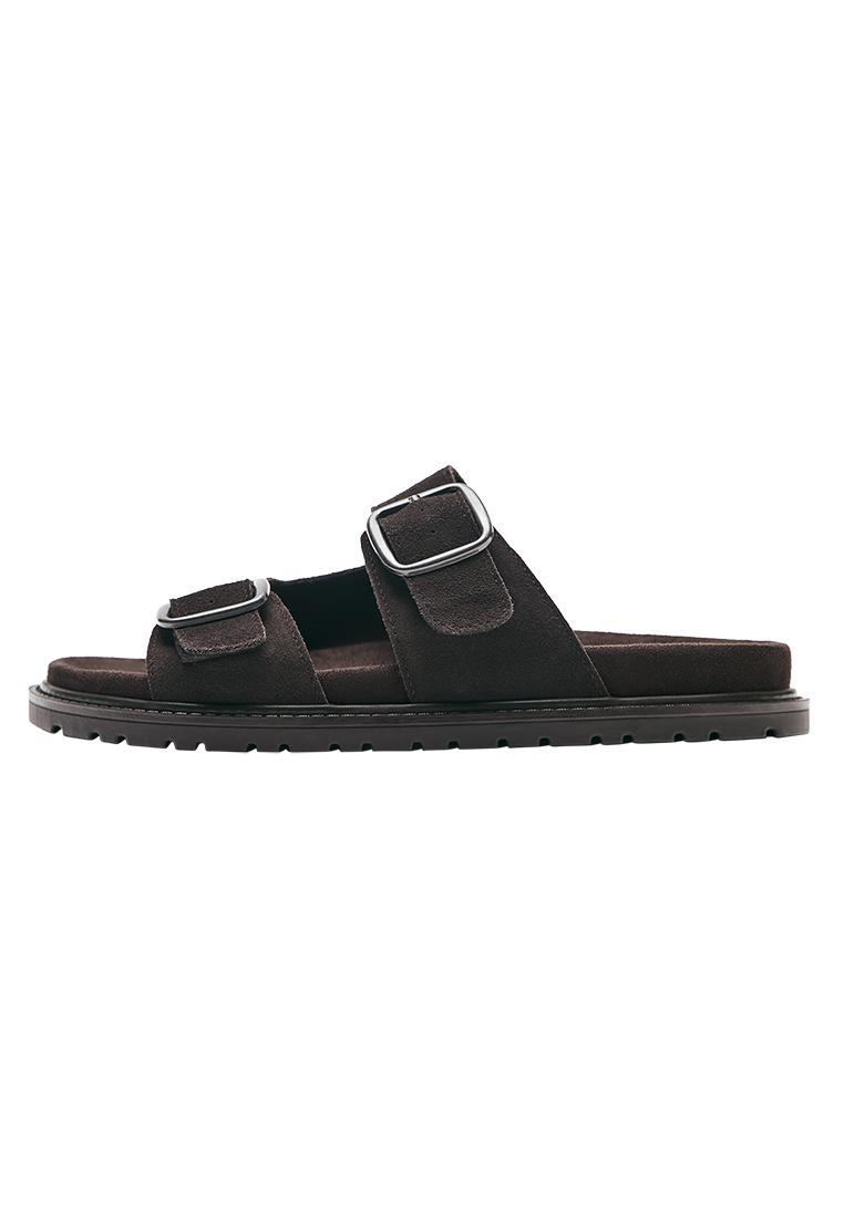 Leather buckle sandals — Brown