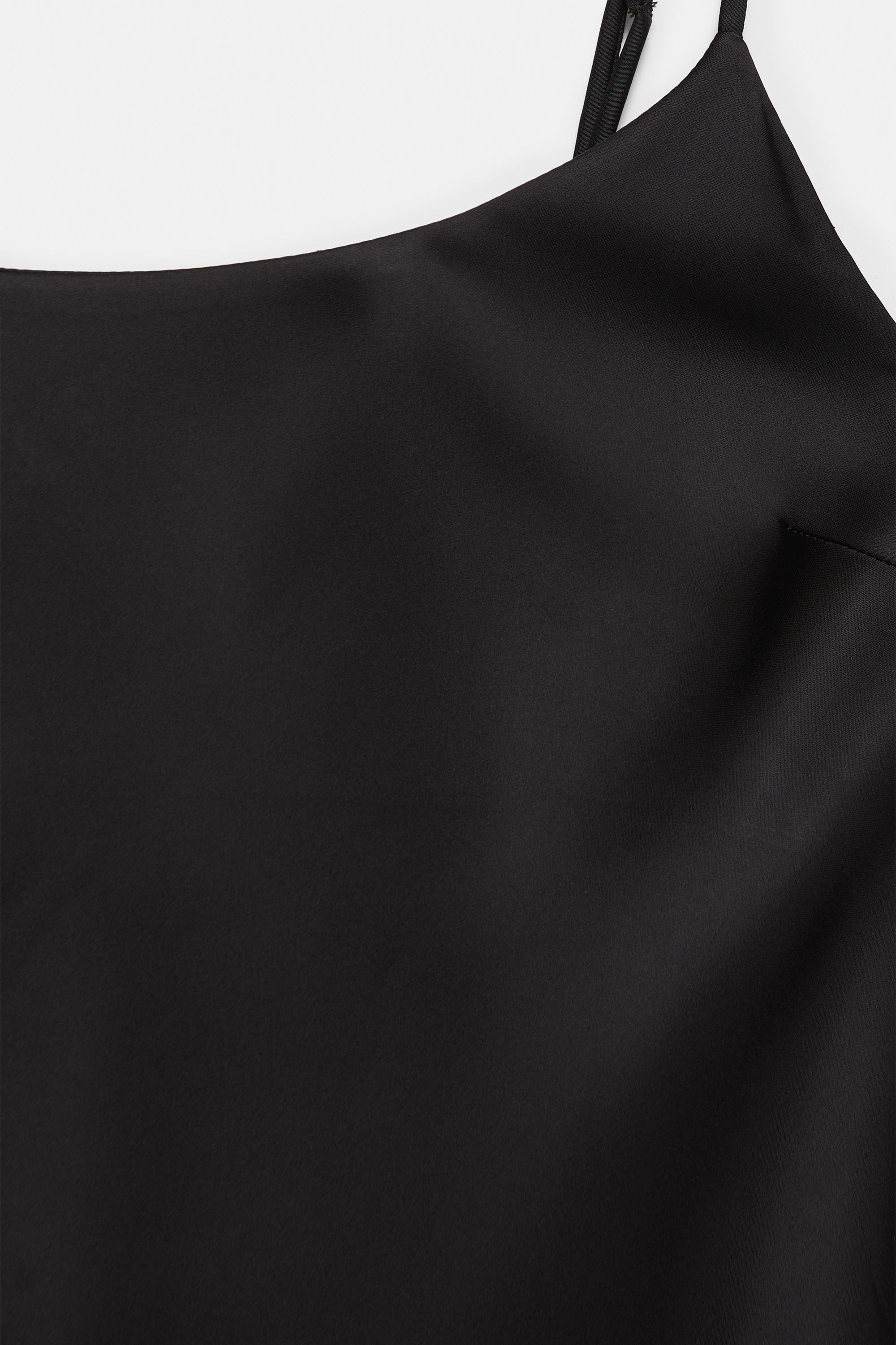 Short satin strappy dress — Black