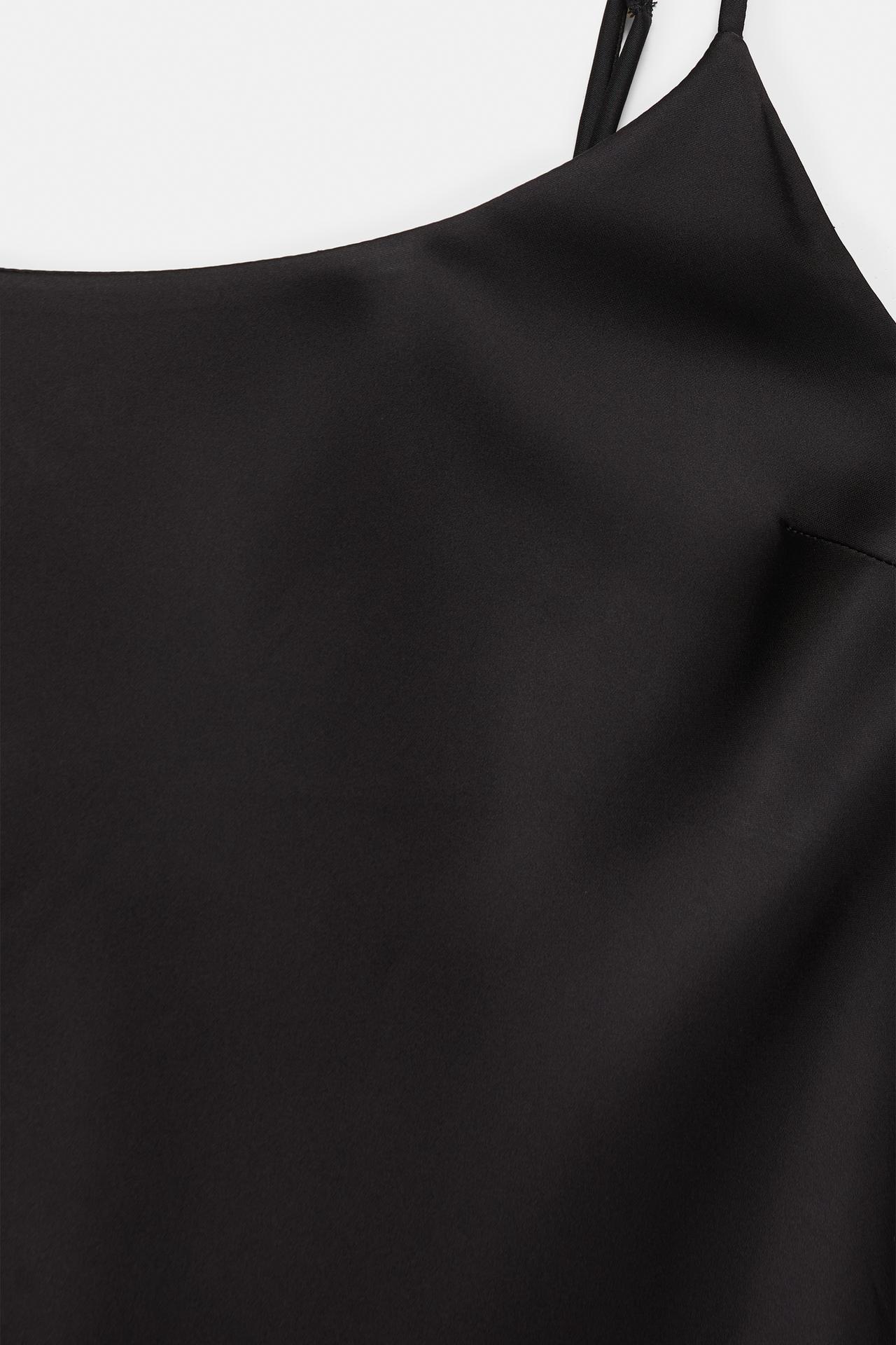 Short satin strappy dress — Black