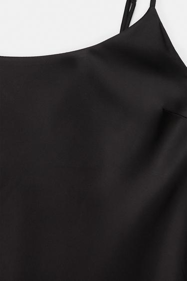 Short satin strappy dress — Black 7