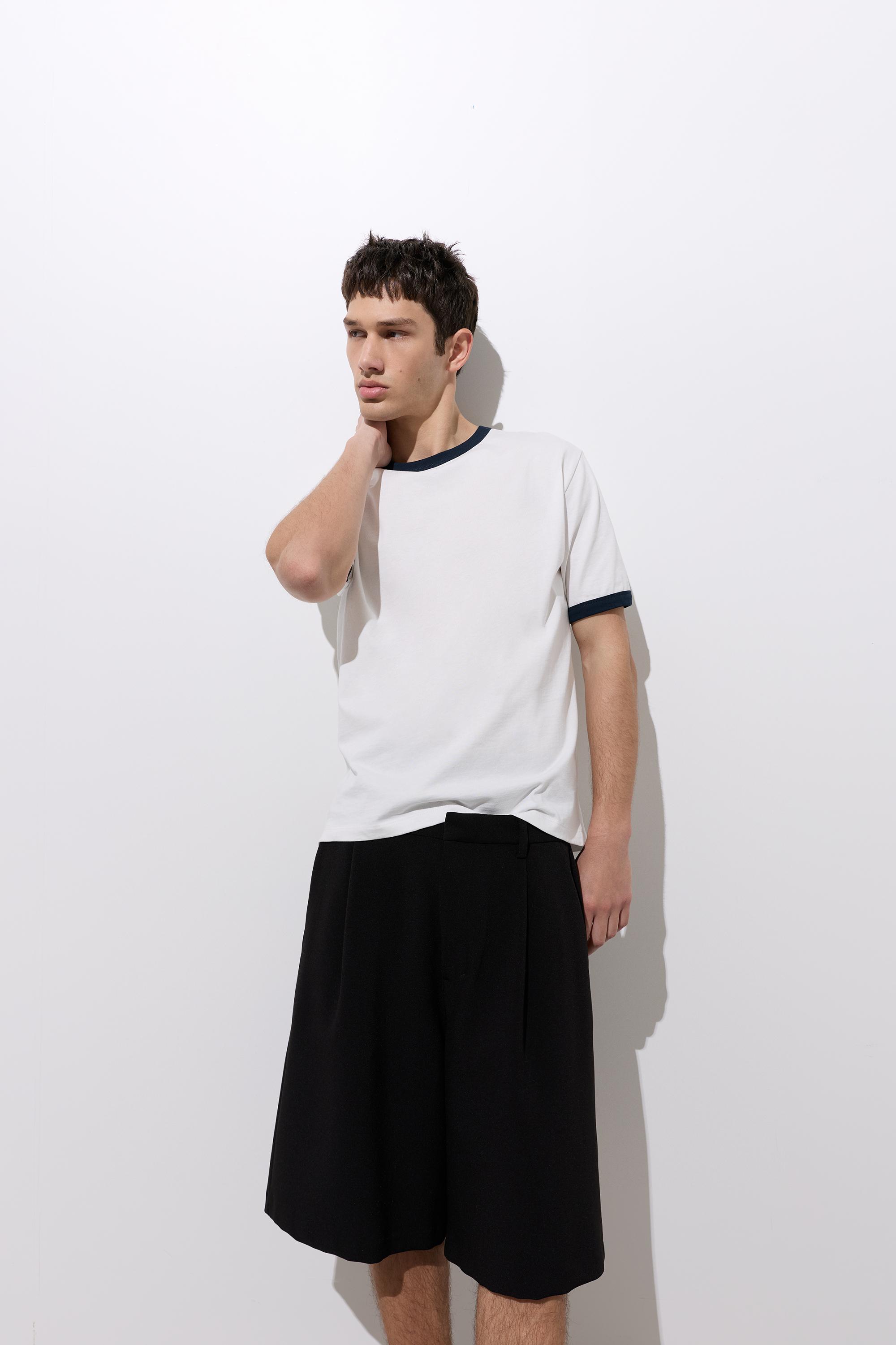 Kontrast ribana tişört - Görsel 26