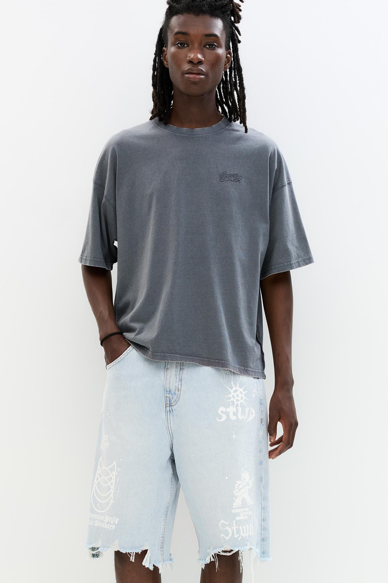 Jeansbermudas Mit Rissmuster