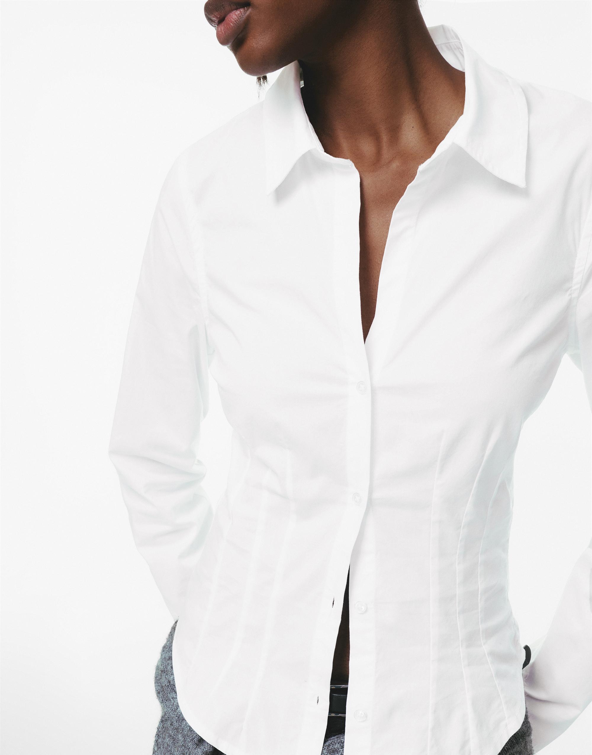 Poplin yırtmaçlı dar kesim gömlek - Görsel 65