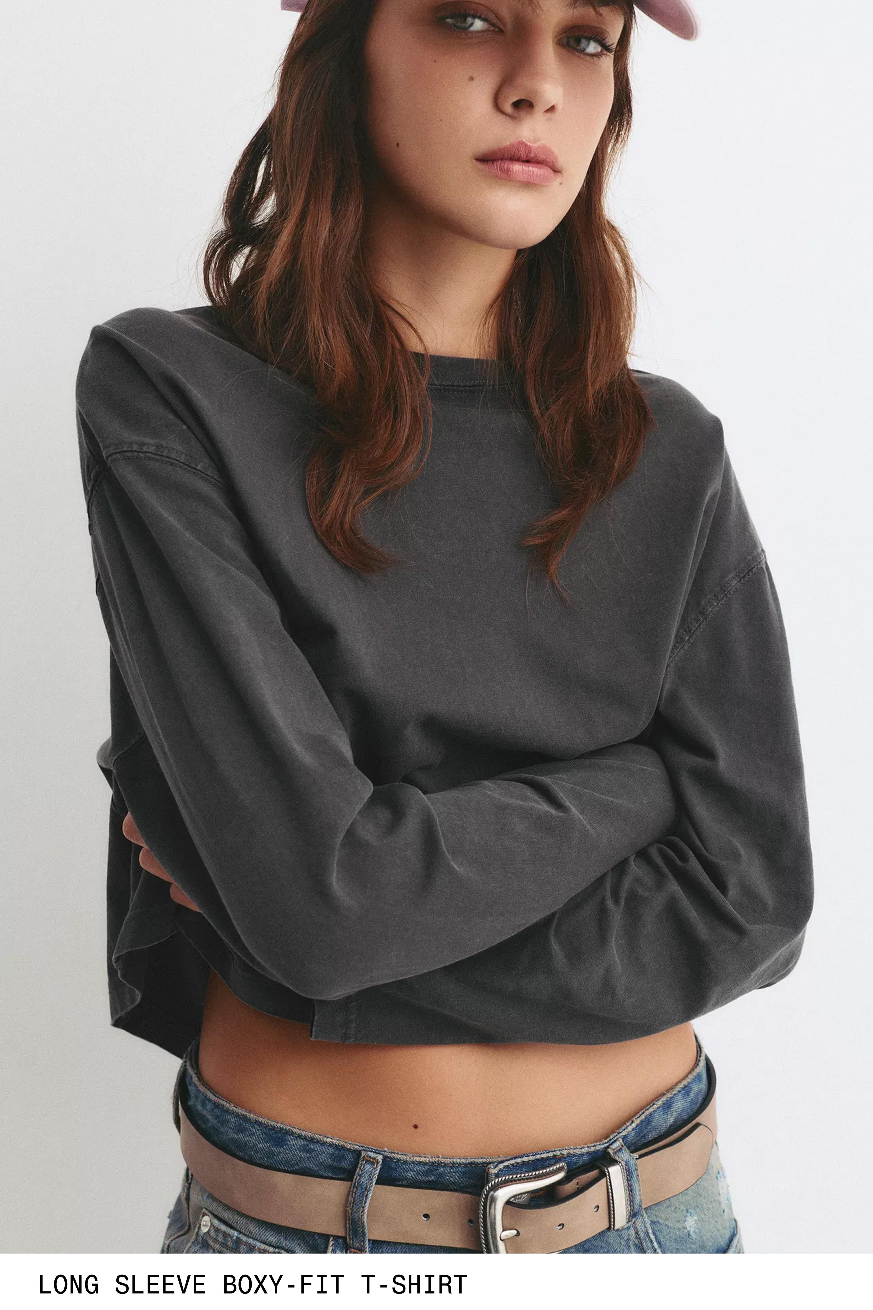 Uzun kollu boxy t-shirt - Görsel 16