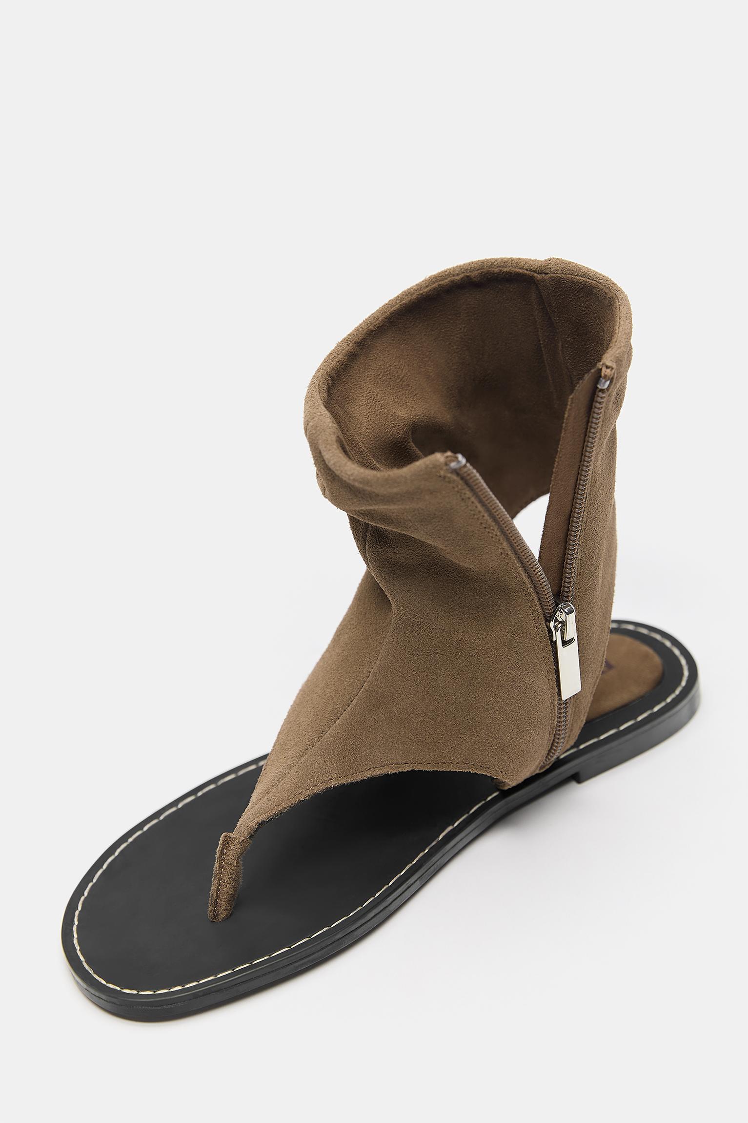 Leather bootie sandals — Brown