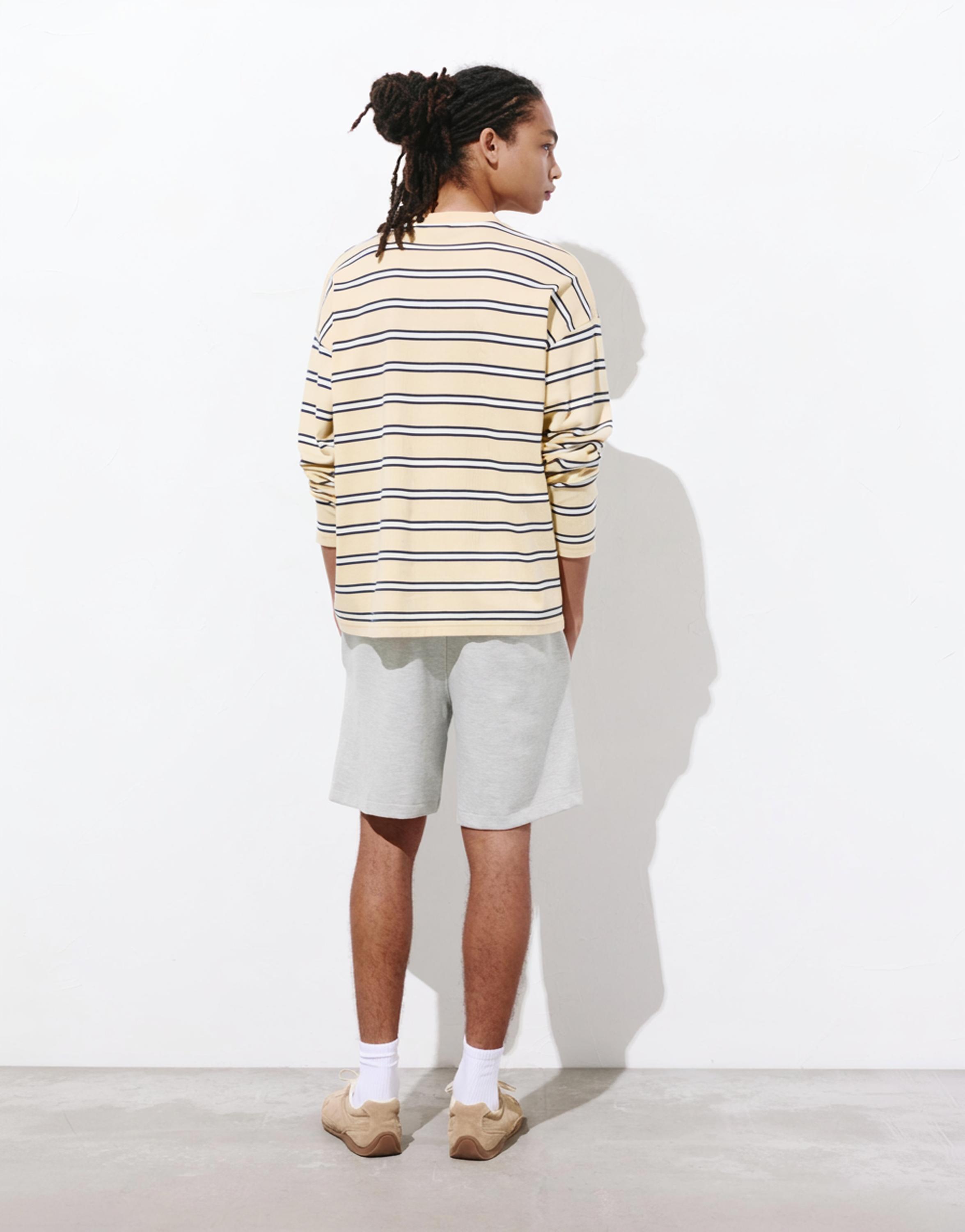 Piqué jogger Bermuda shorts — Grey marl