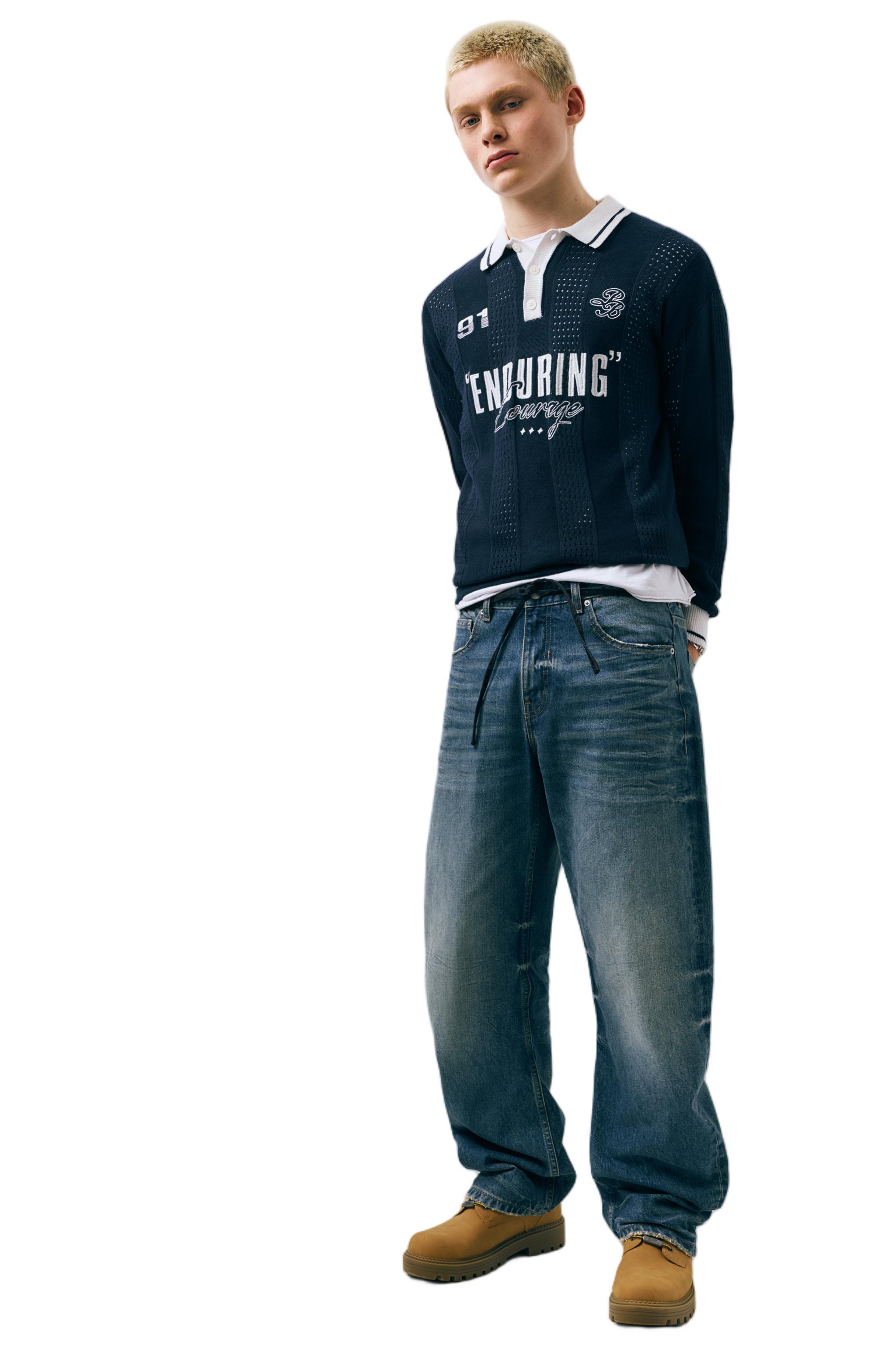 Grafik detaylı örme futbol polo - Görsel 15