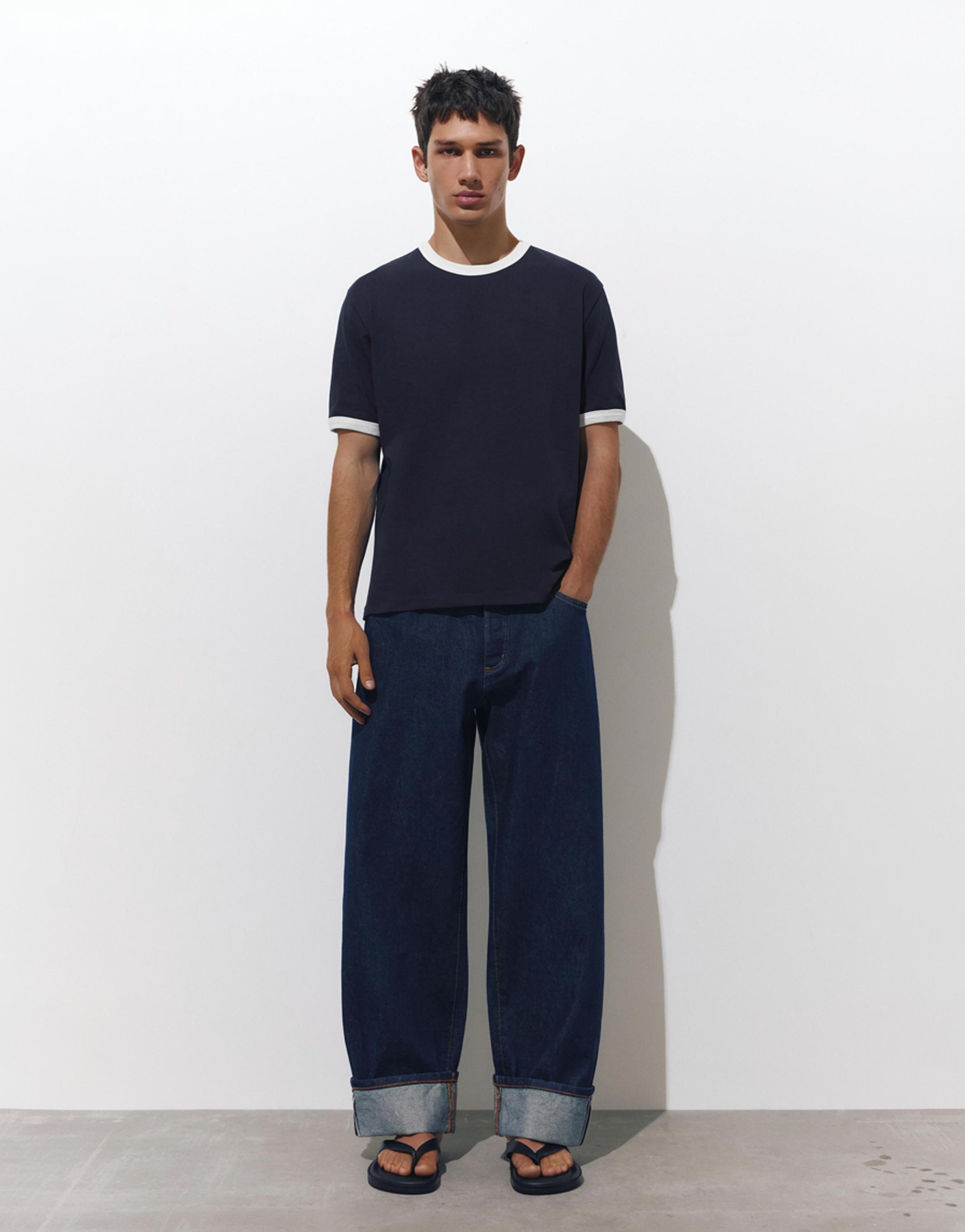 Contrast trim T-shirt — Navy