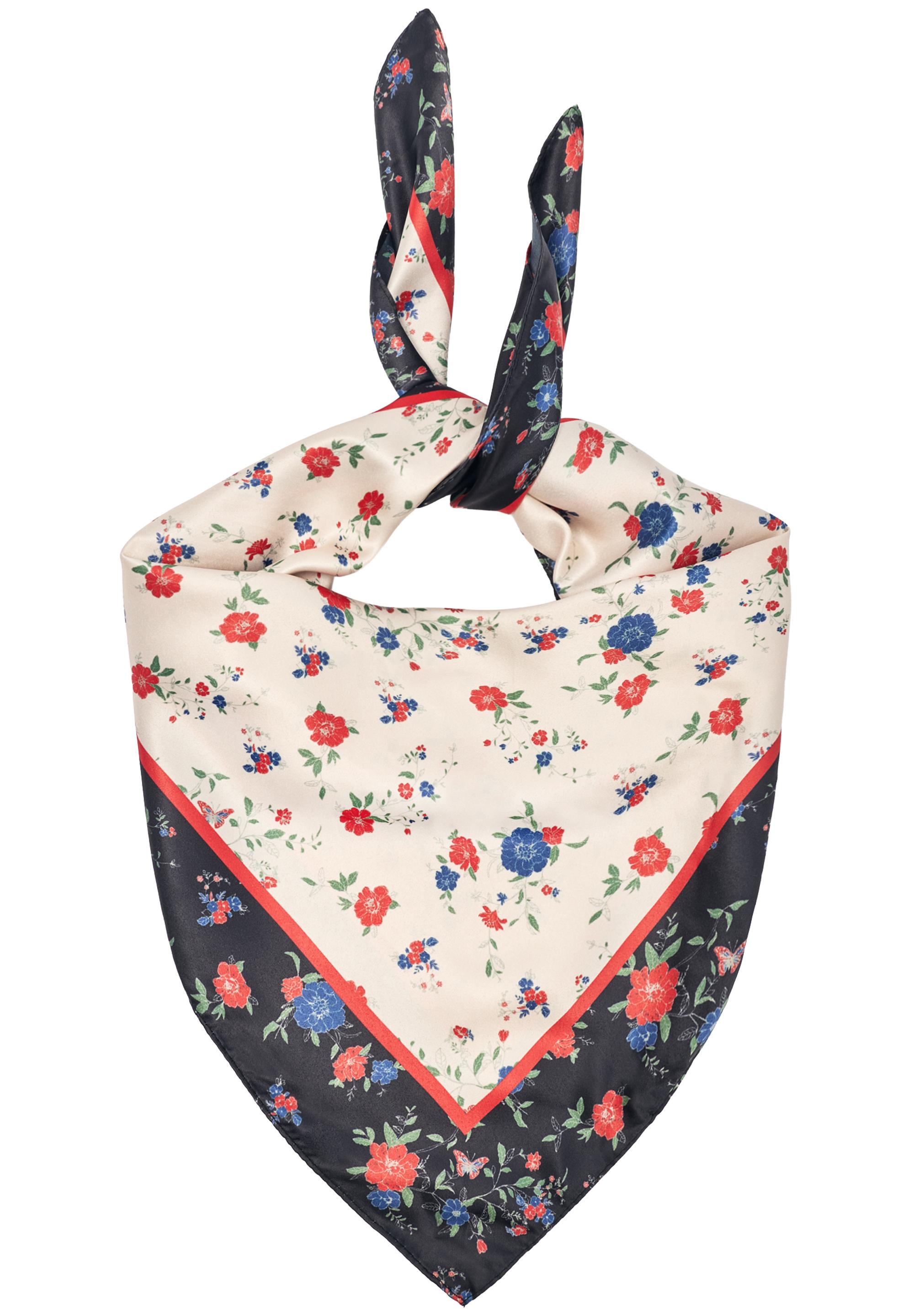 Floral satin scarf — Beige marl