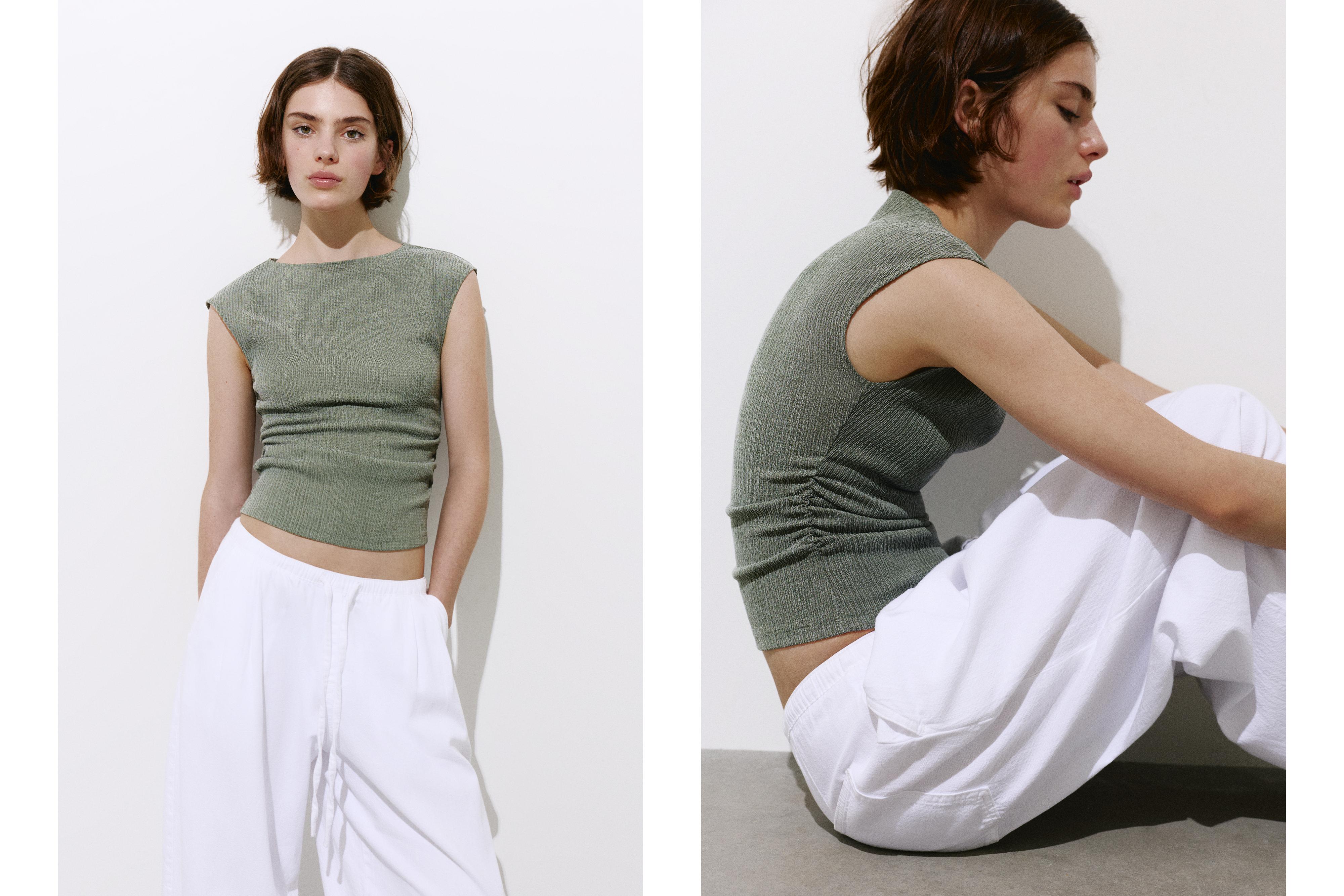 Crepe top — Khaki