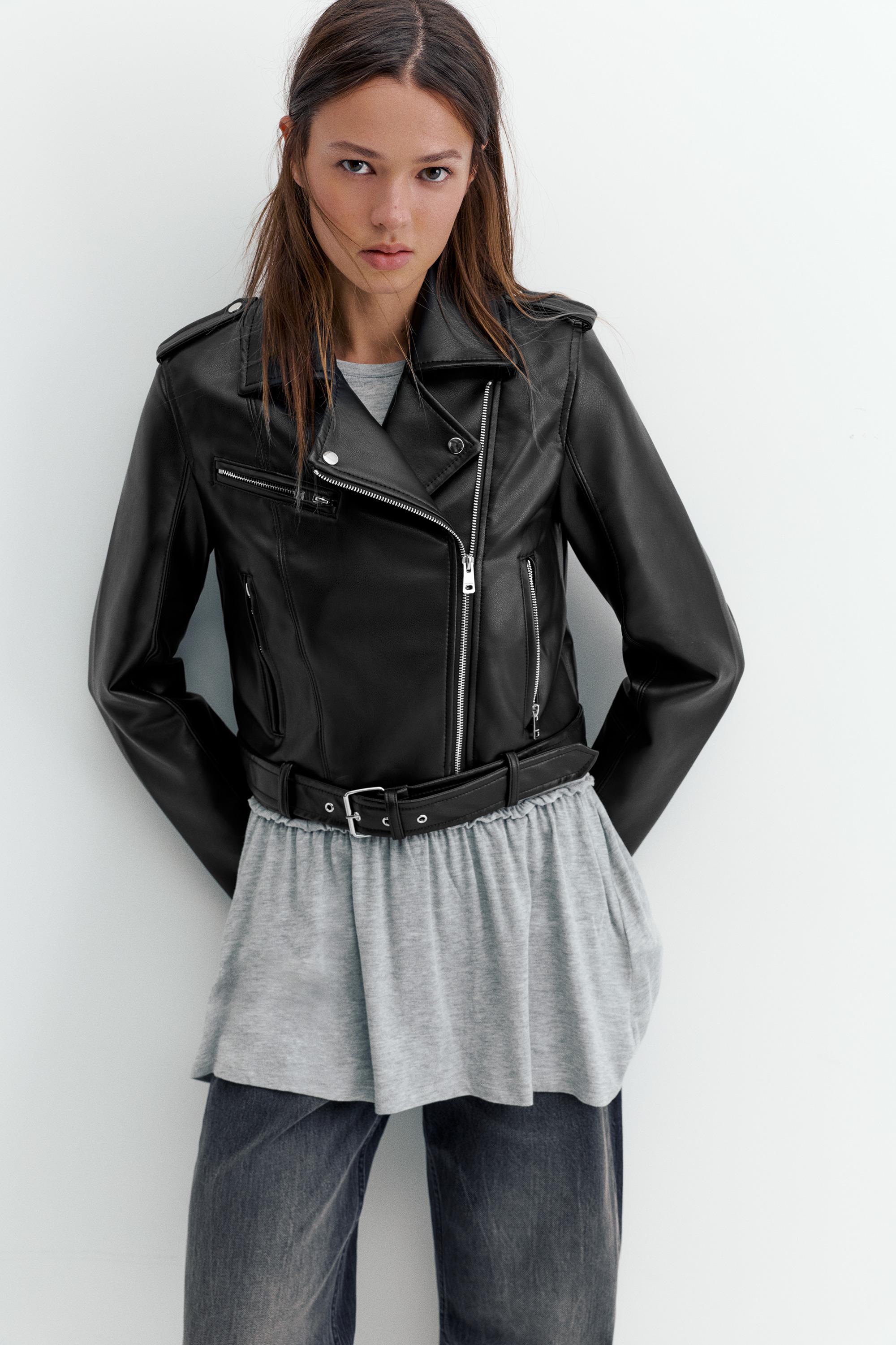 Leather effect biker jacket — Black