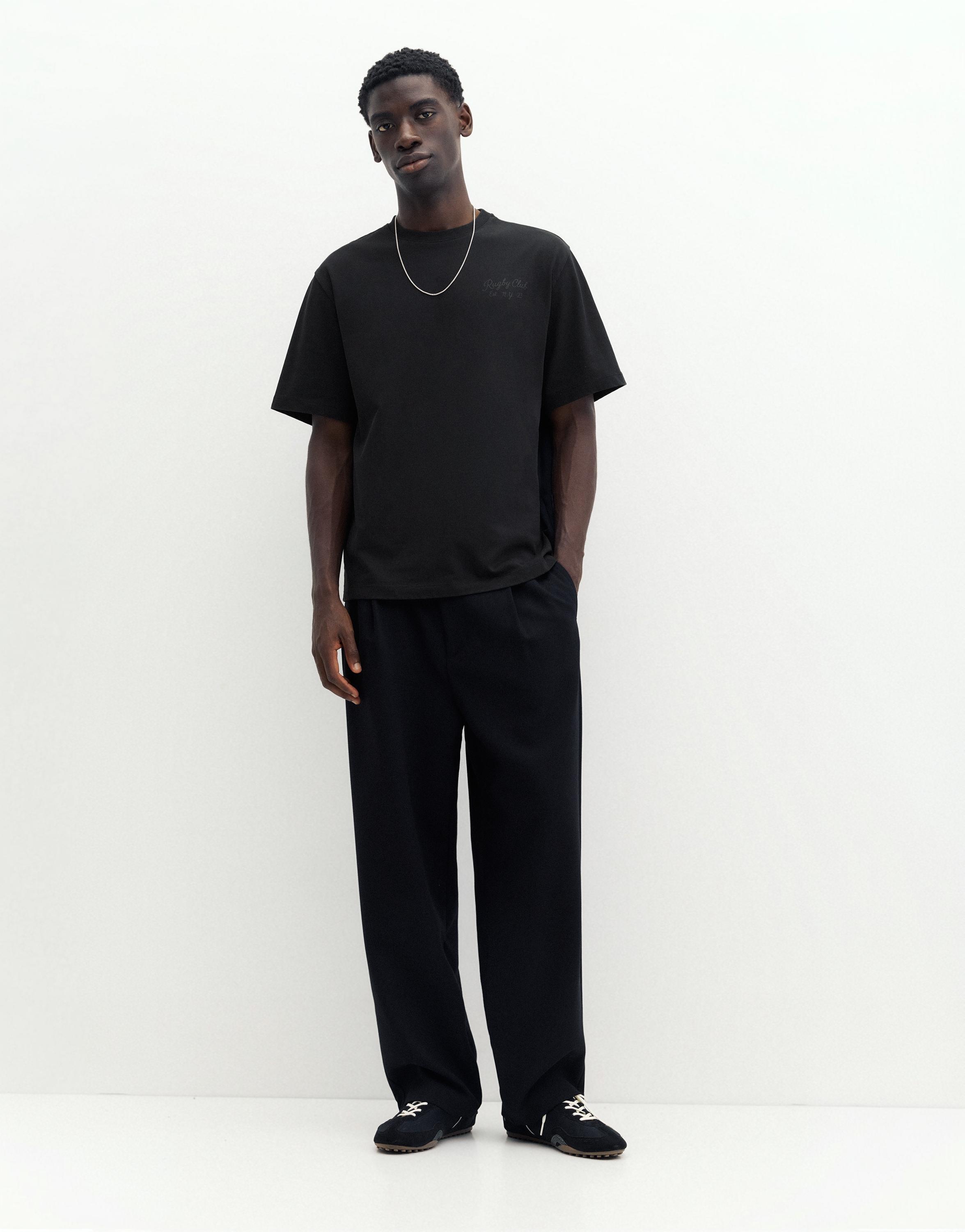 Regular fit embroidered T-shirt — Black