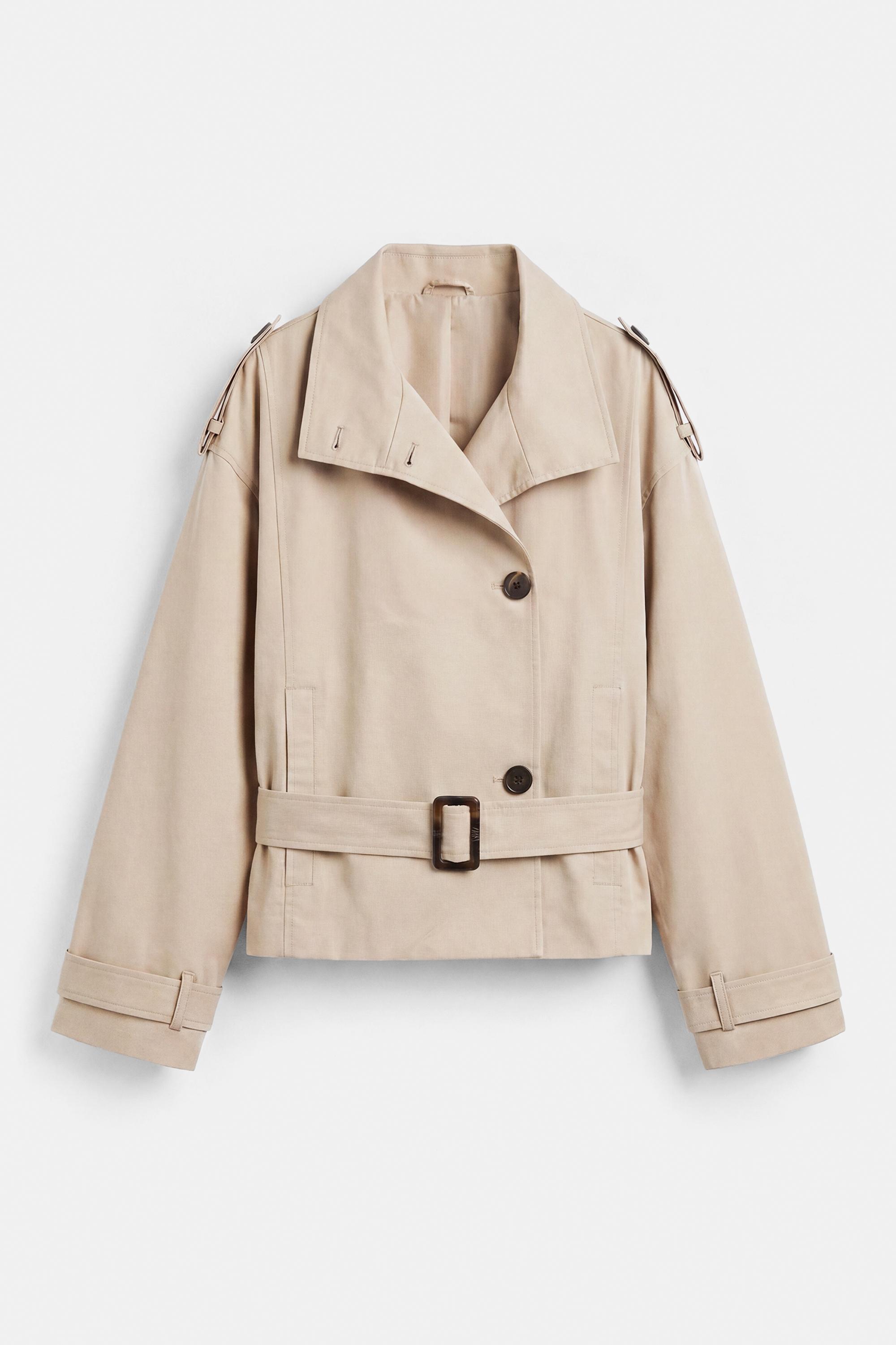 Short belted trench coat — Ecru