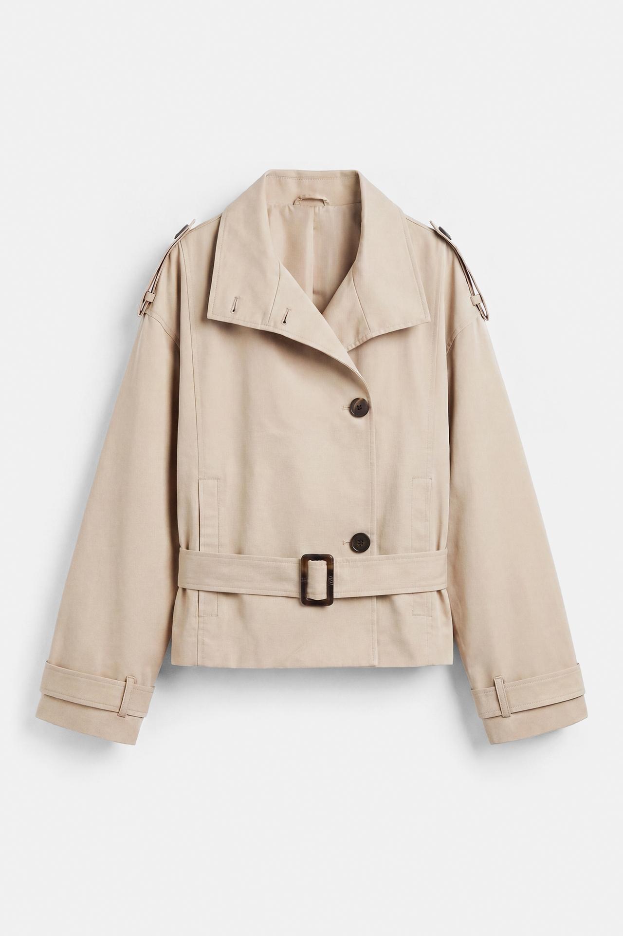 Short belted trench coat — Ecru