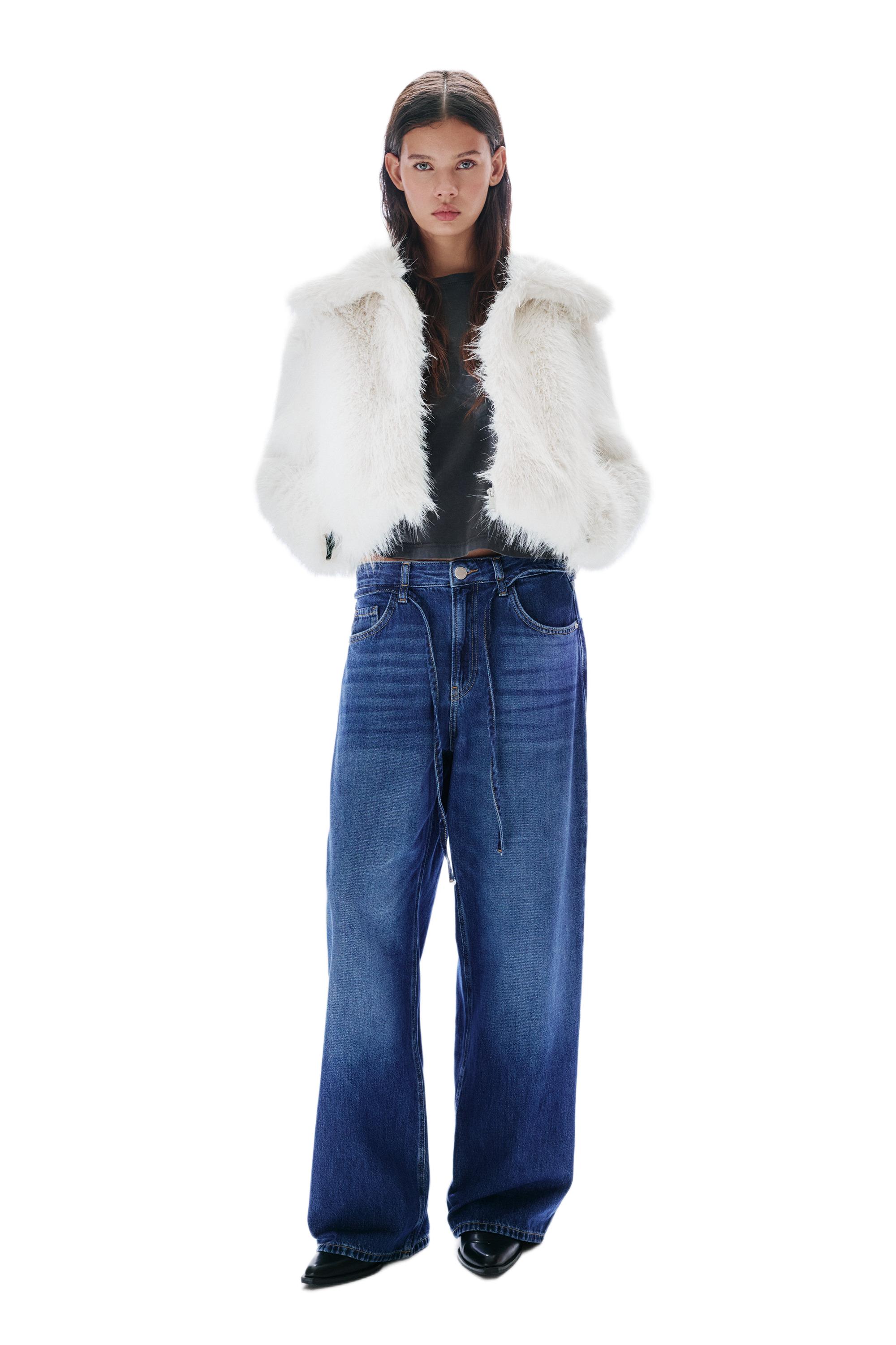 Beyaz suni kürk ceket - Görsel 23