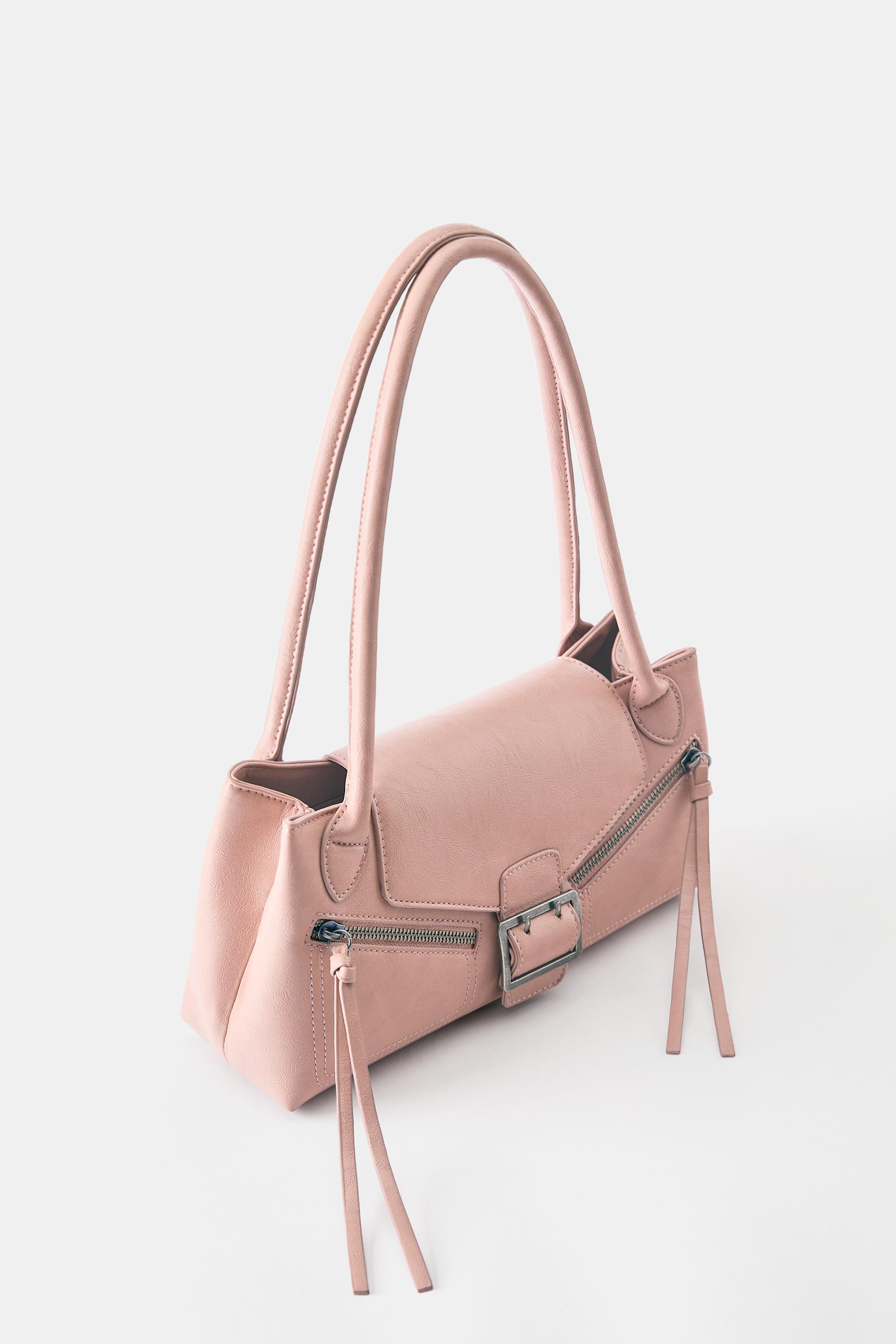 Buckle and zip shoulder bag — Pink