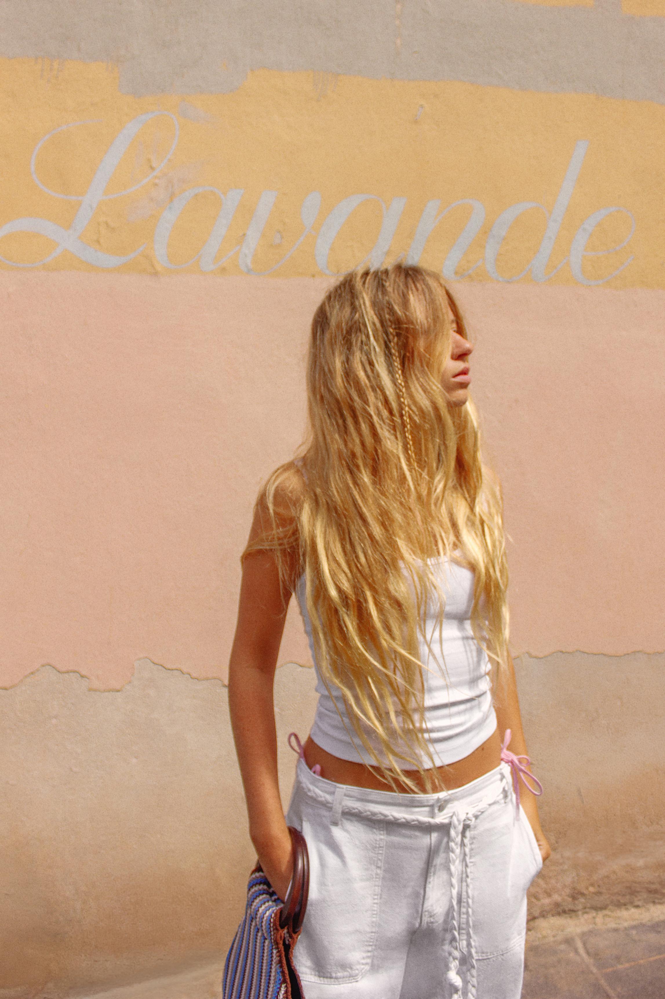 Balloon jeans with drawstring — White
