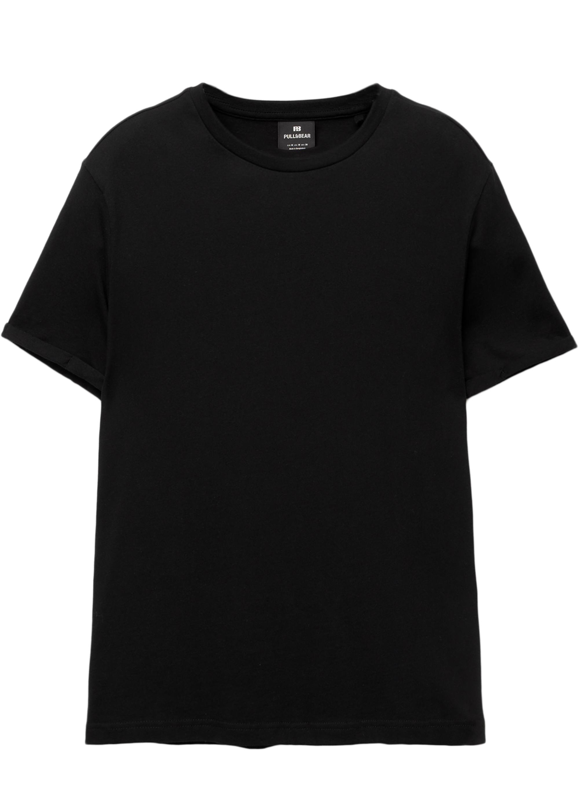 Basic short sleeve cotton T-shirt — Black