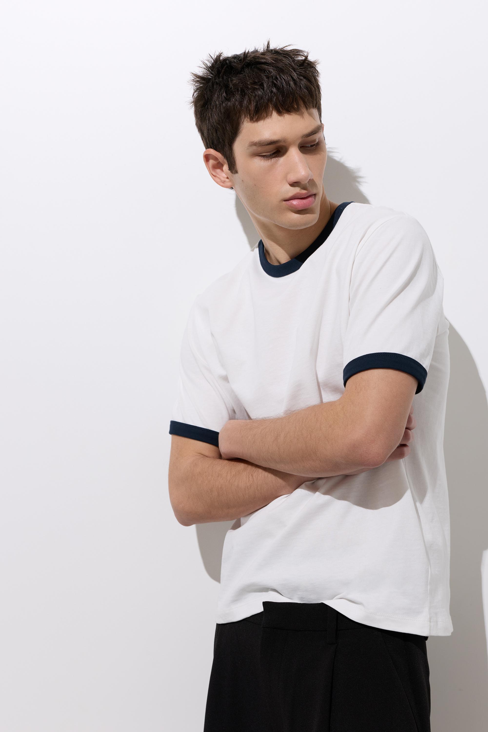 Kontrast ribana tişört - Görsel 35