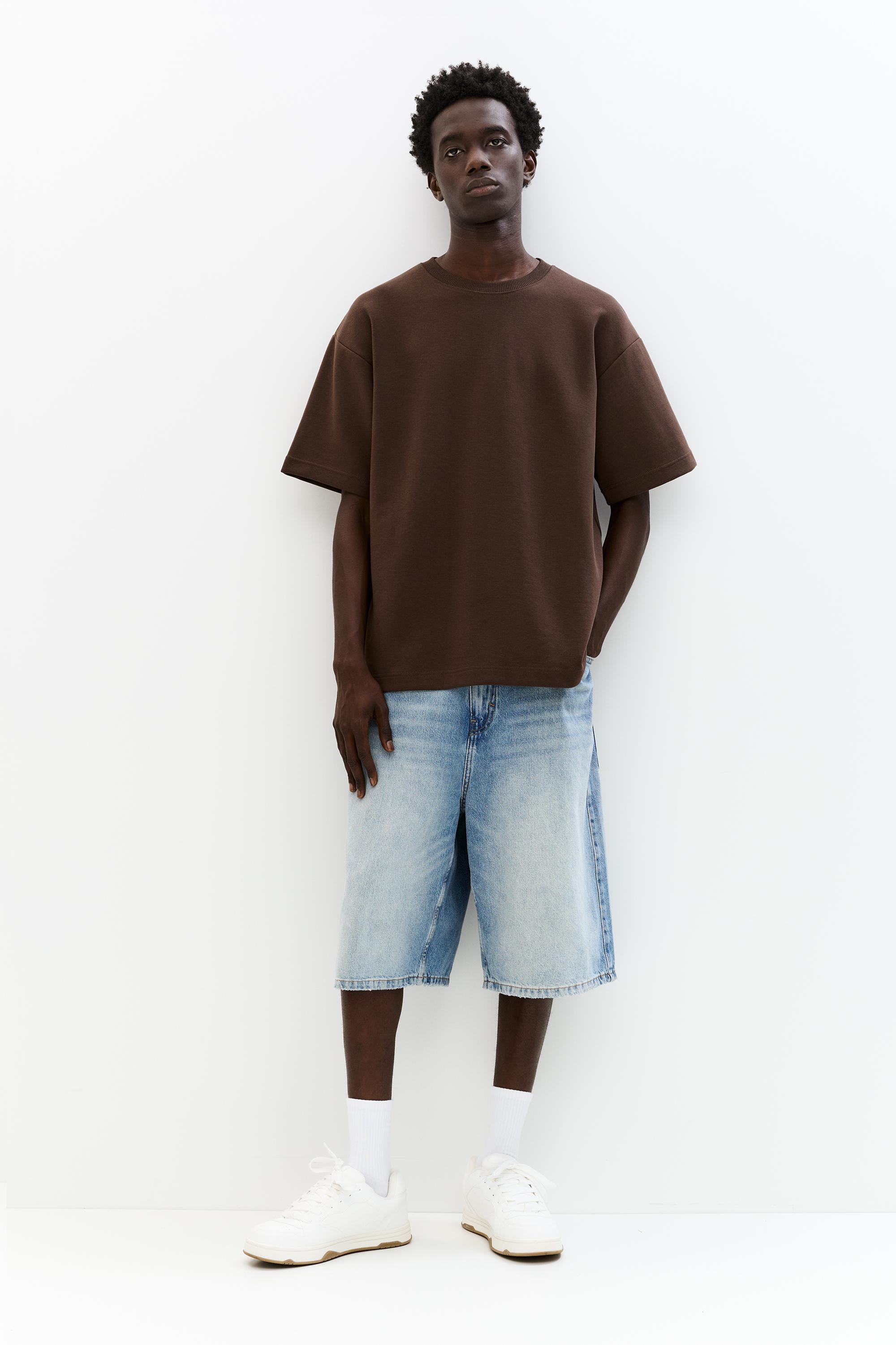 Basic short sleeve sweatshirt — Pale brown