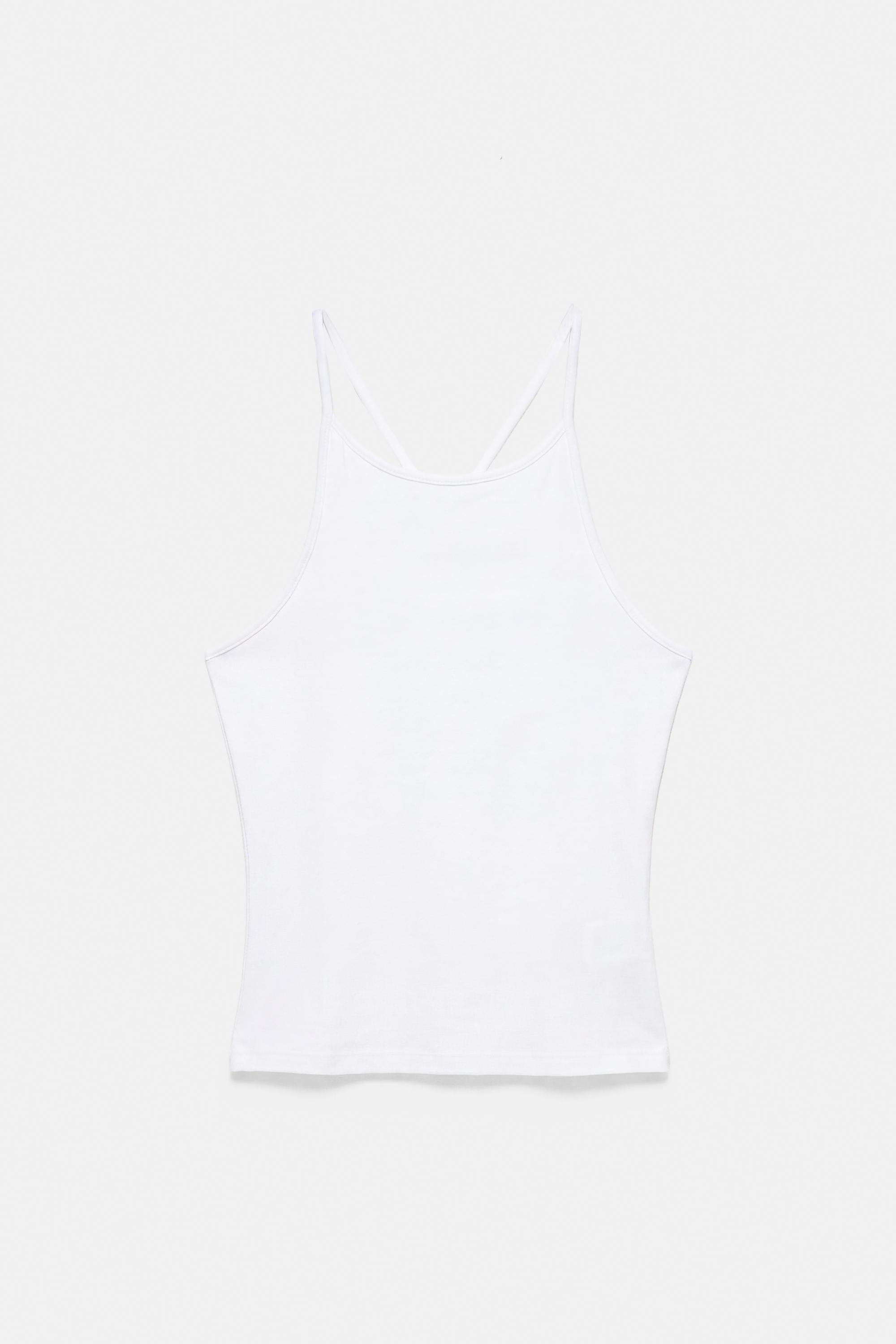Halter-neck strappy back top — White
