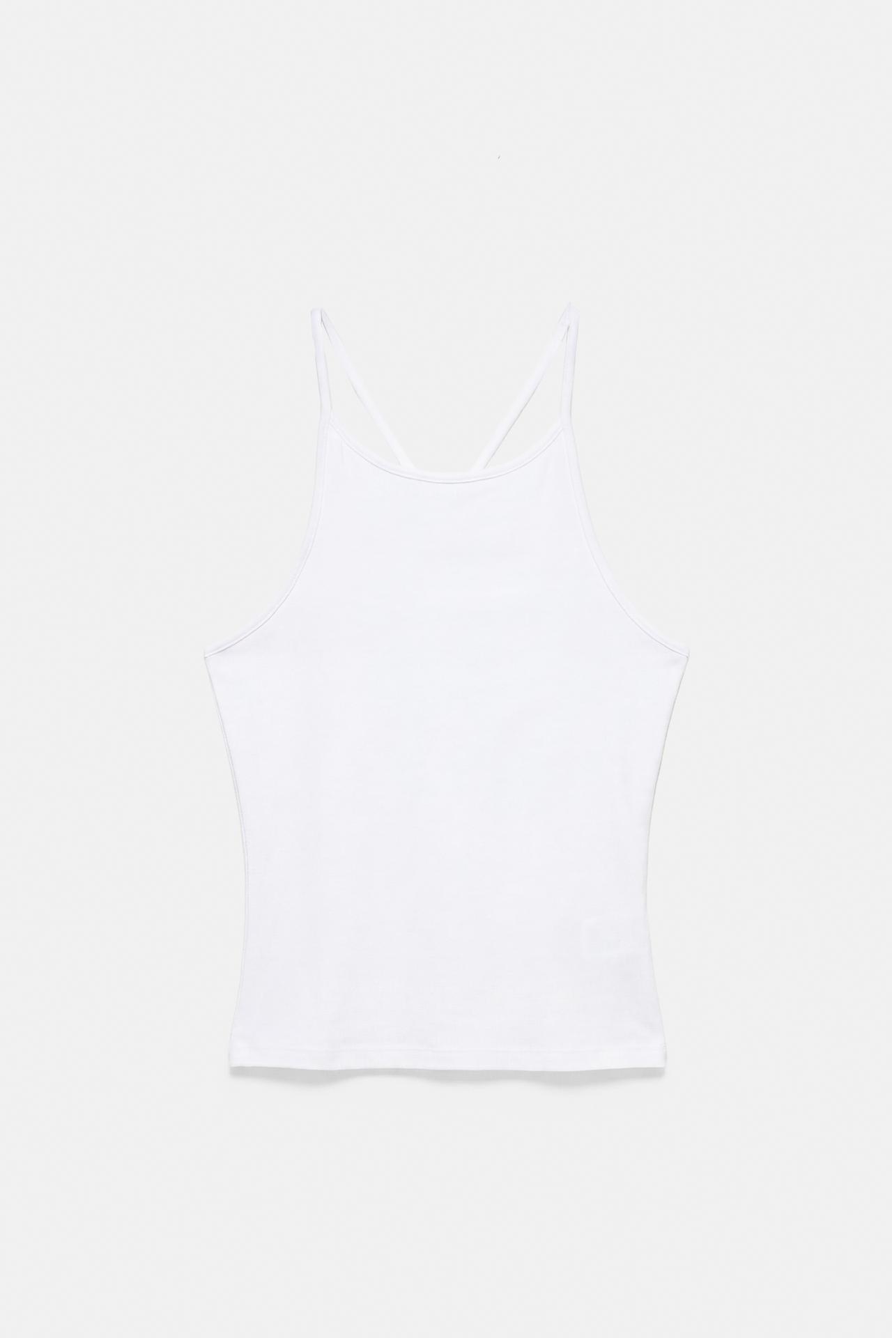 Halter-neck strappy back top — White