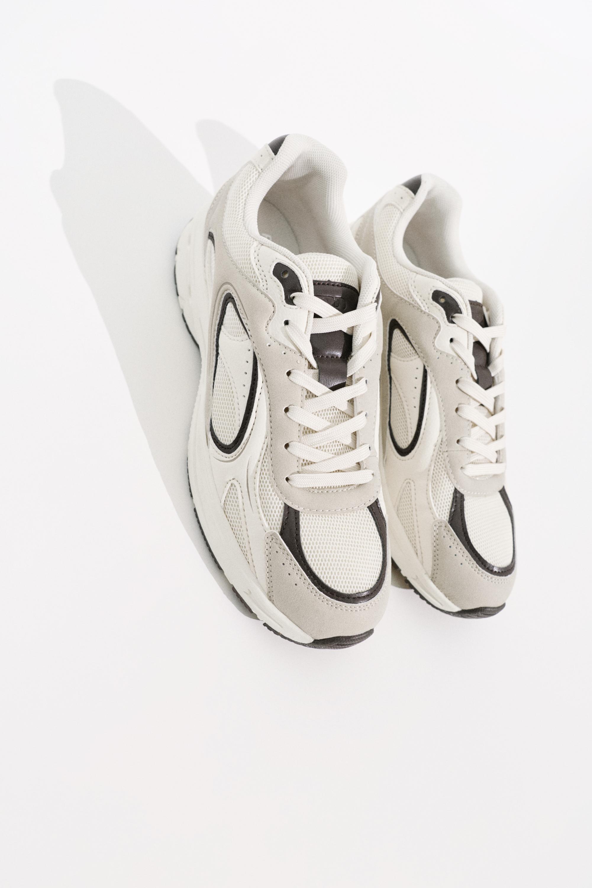 Multi-panel trainers — Ecru