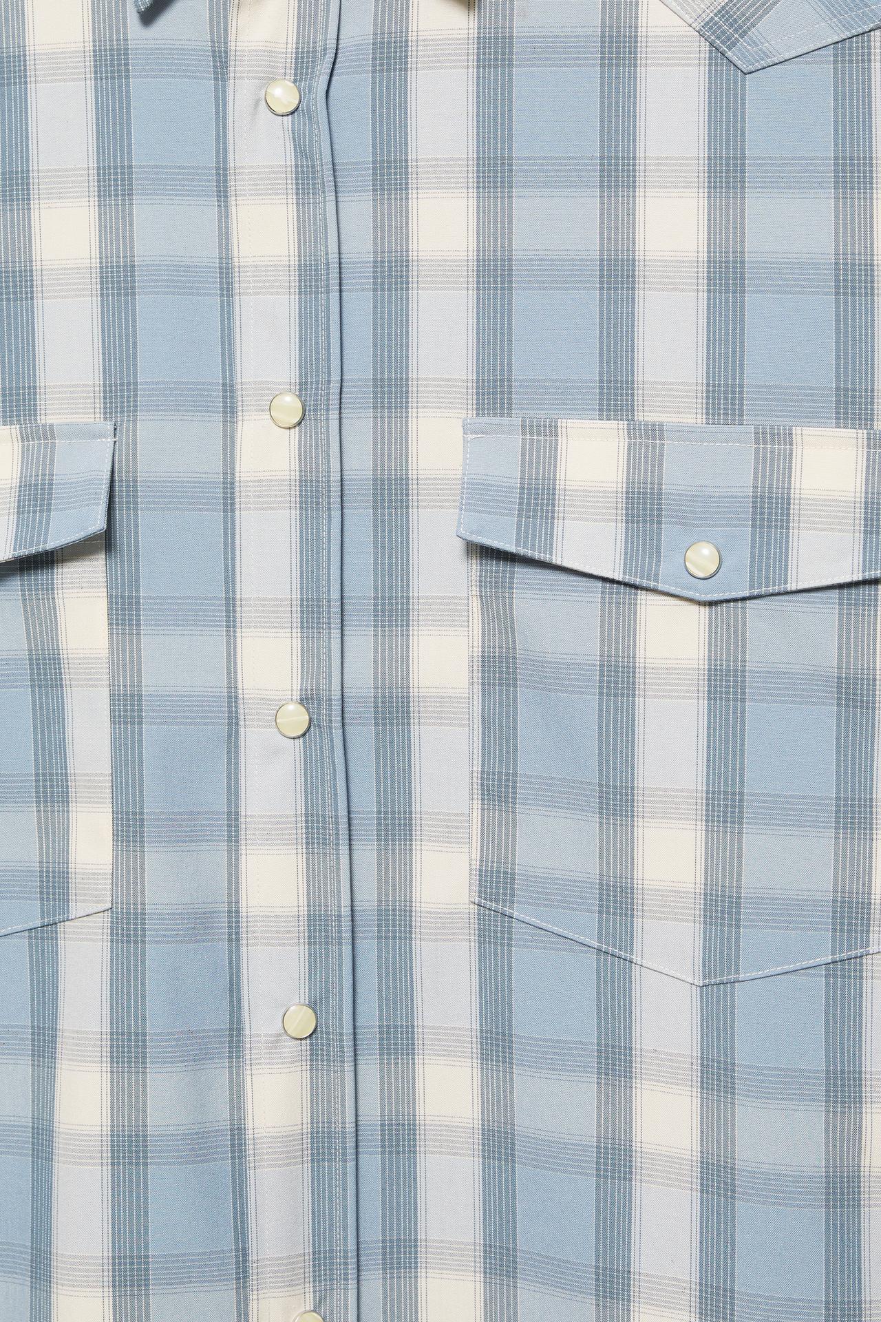 Long sleeve check shirt with pockets — Pale blue