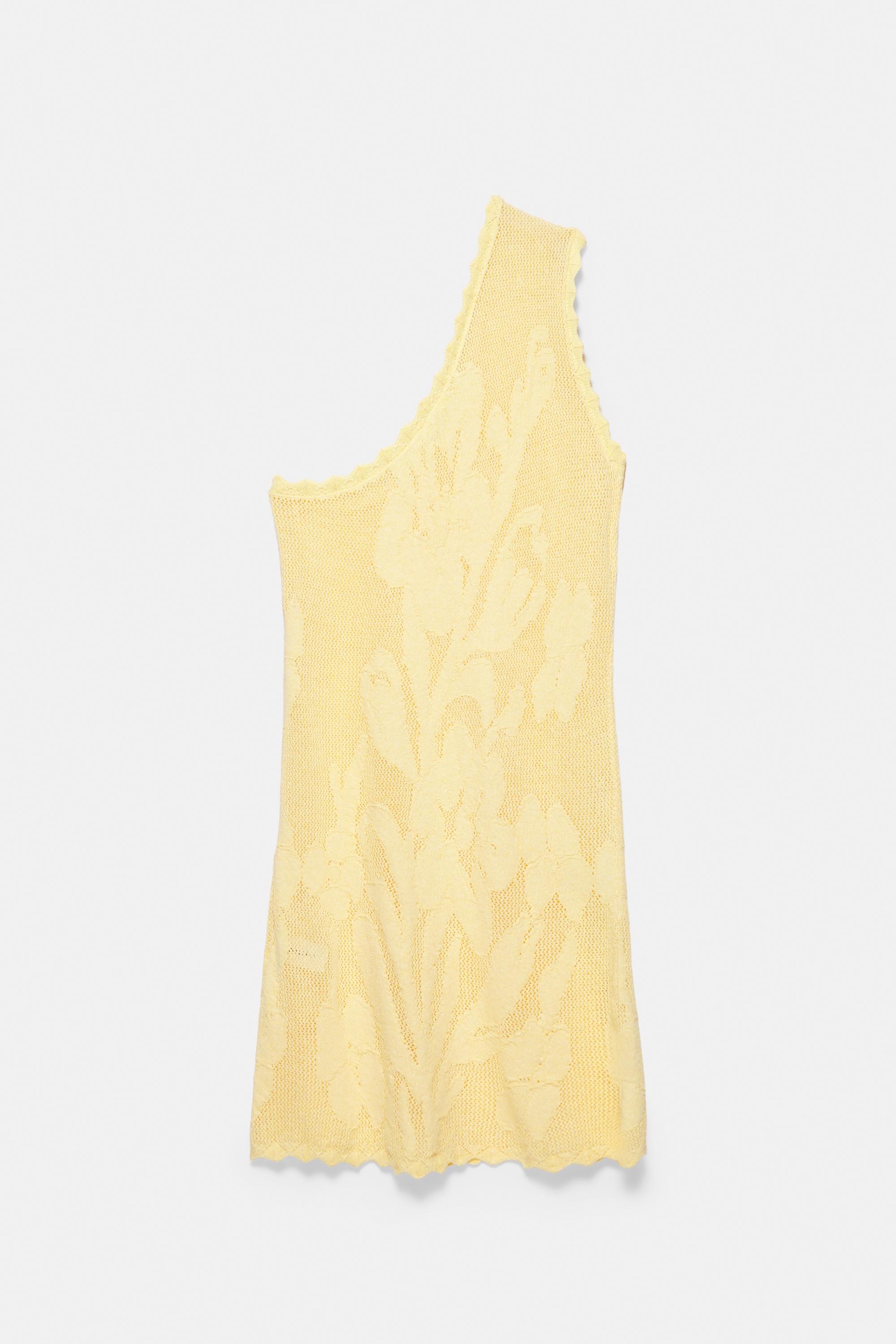 Yellow crochet mini dress — Yellow